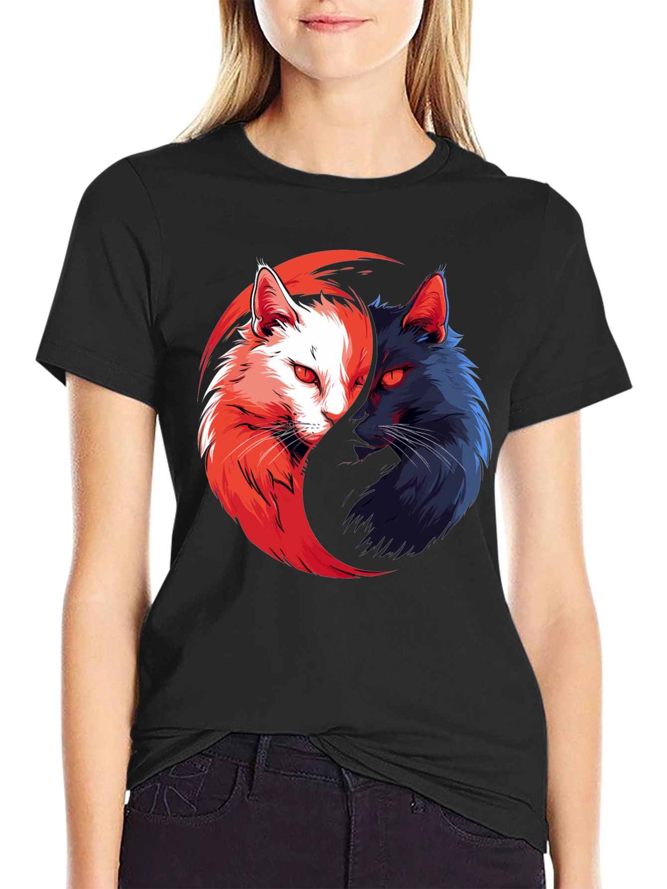 Yin Yang Cats T-Shirt: Balance in Style