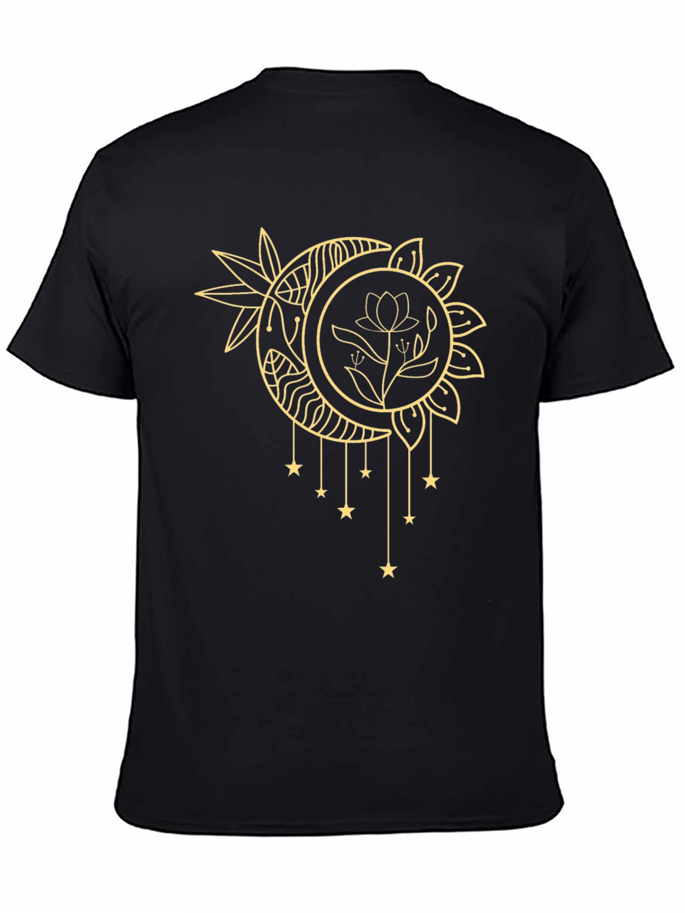 Celestial Moon & Star Graphic Black T-Shirt