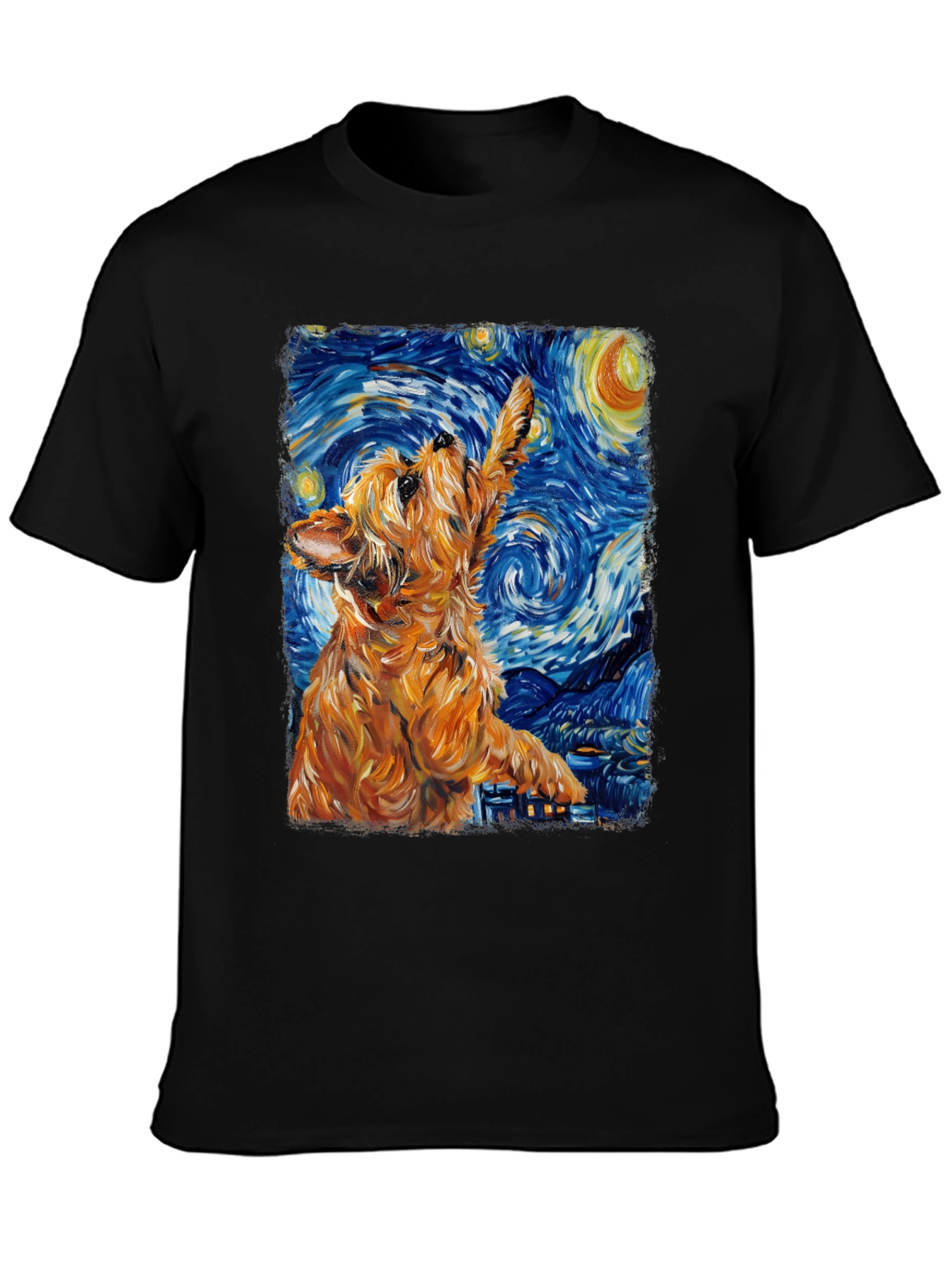 Starry Night Dog Graphic T-Shirt