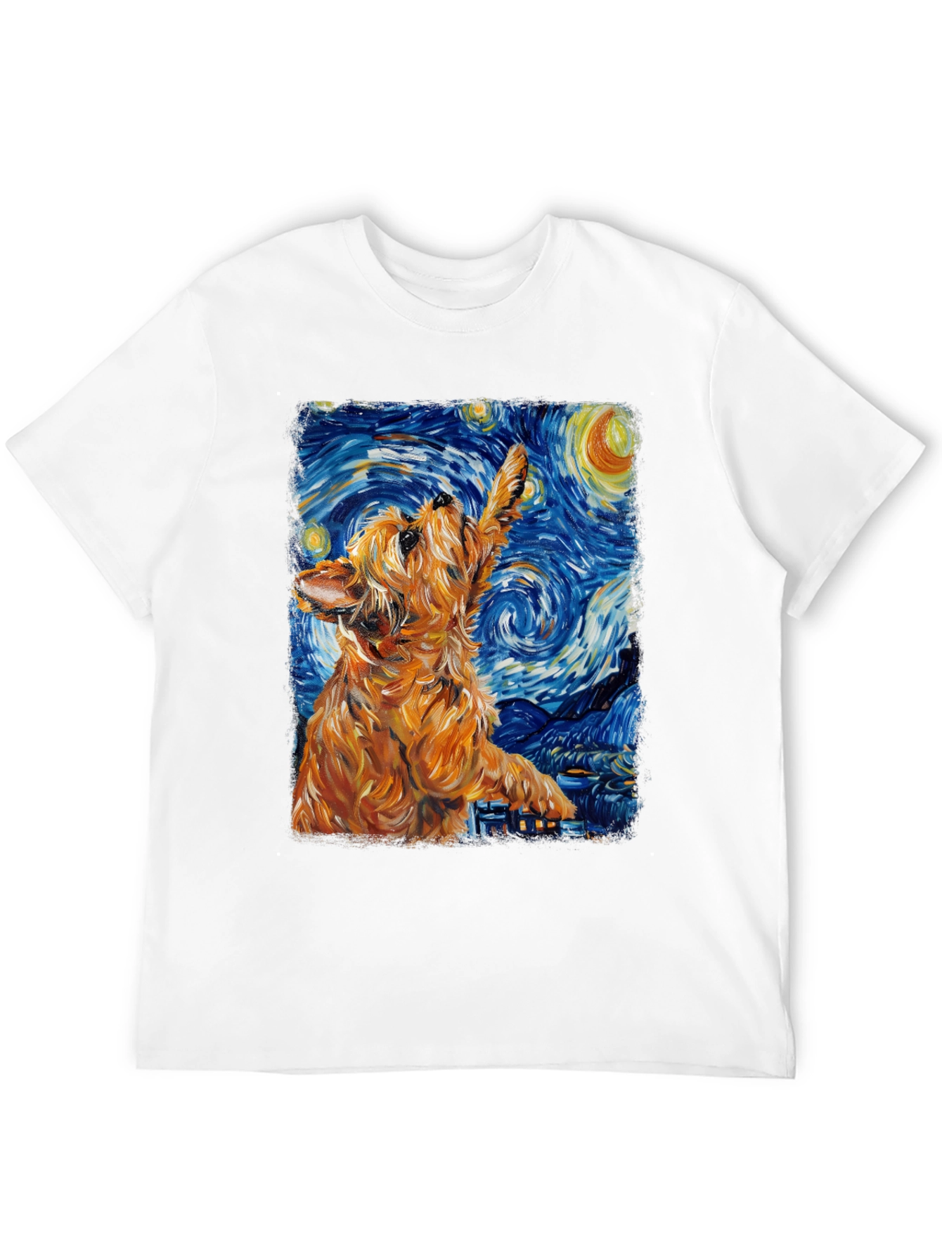 Starry Night Dog Graphic T-Shirt