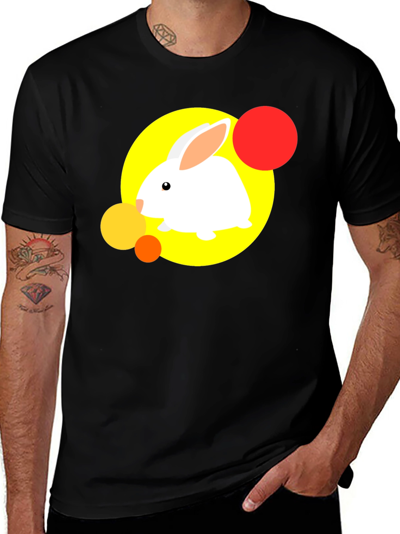Rabbit Graphic Tee - Fun & Stylish Black T-Shirt