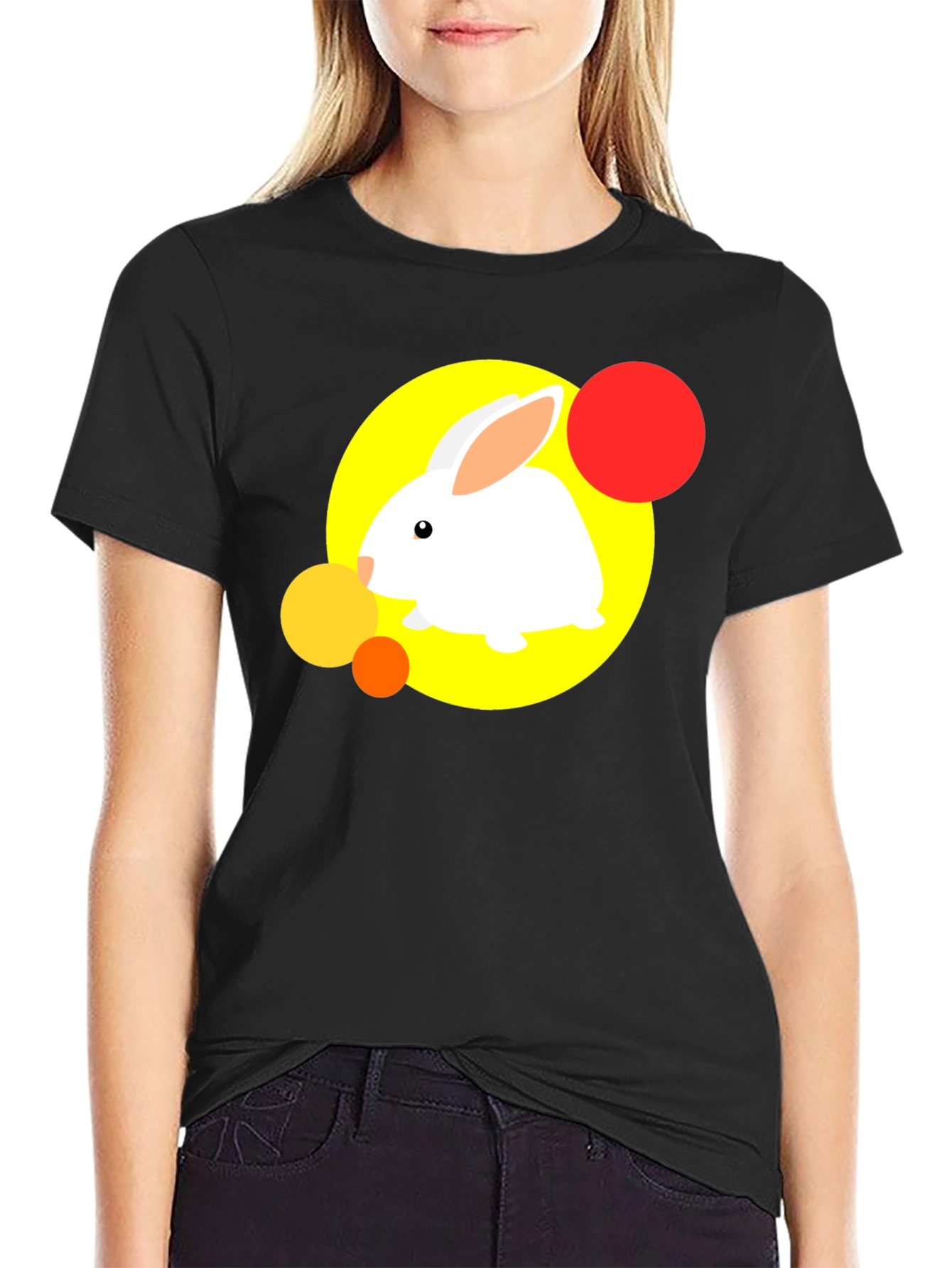 Rabbit Graphic Tee - Fun & Stylish Black T-Shirt