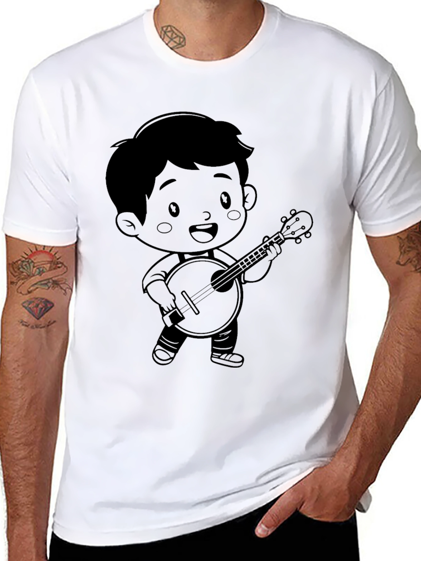 Cartoon Musician Graphic Tee