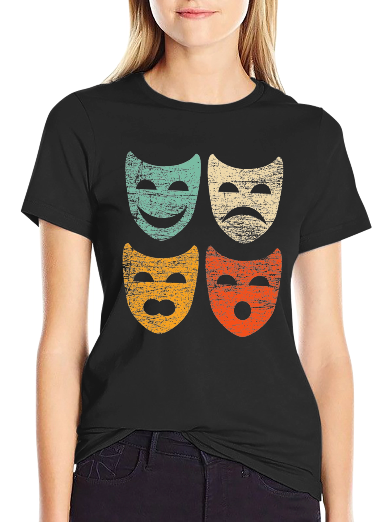 Retro Drama Masks Graphic Tee