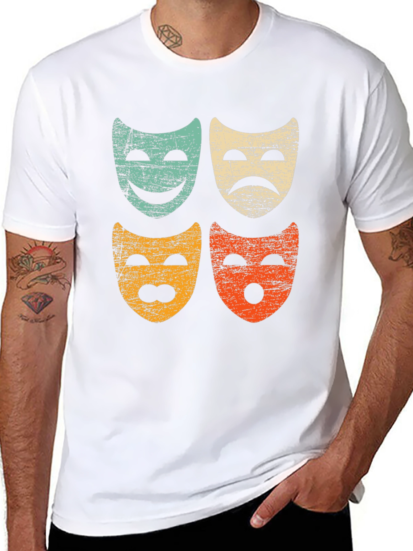 Retro Drama Masks Graphic Tee