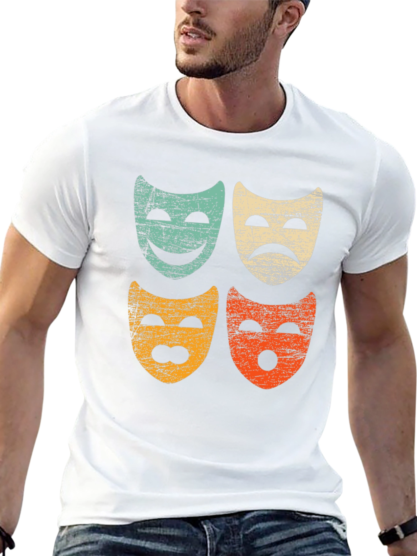 Retro Drama Masks Graphic Tee