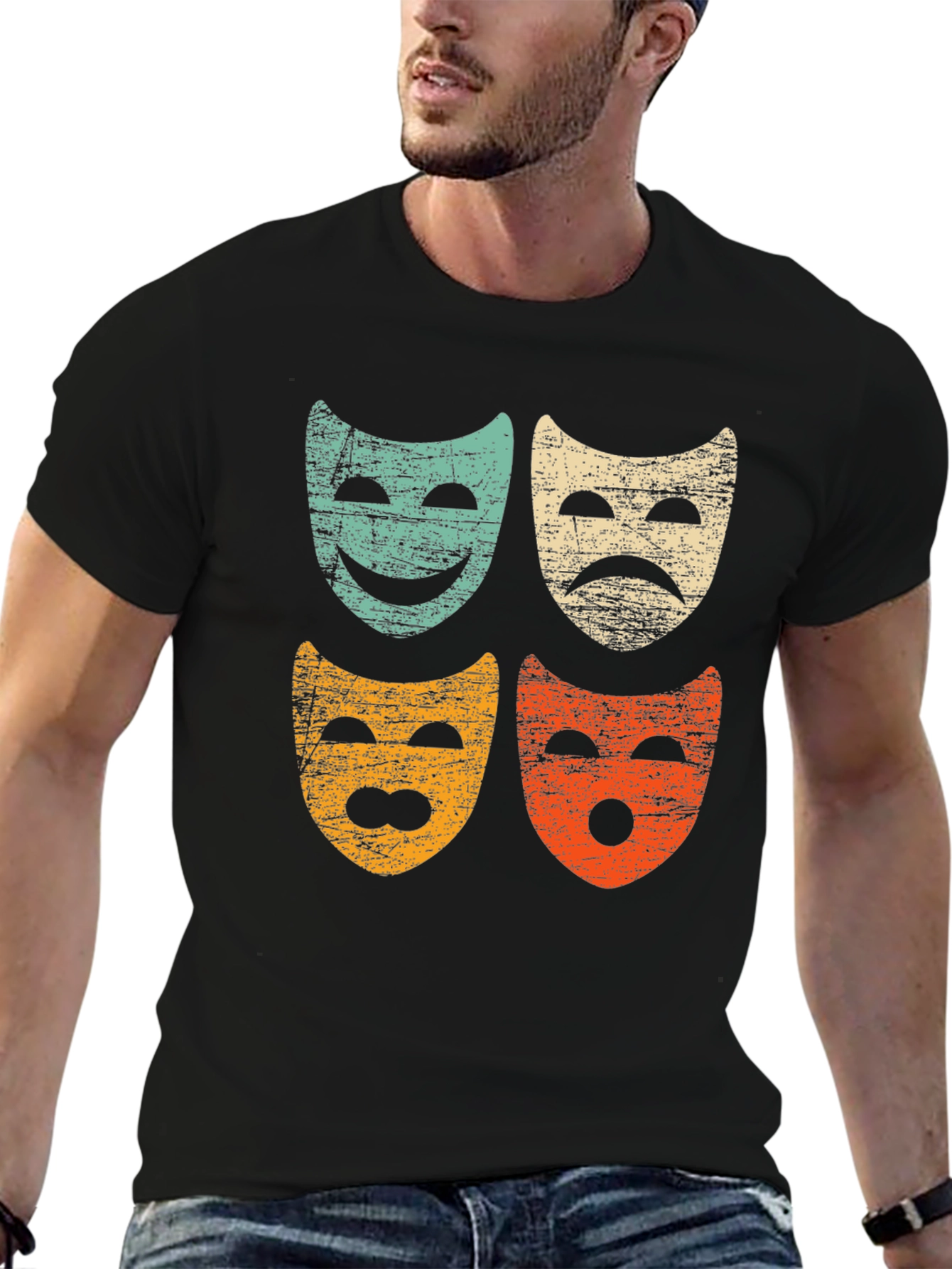 Retro Drama Masks Graphic Tee
