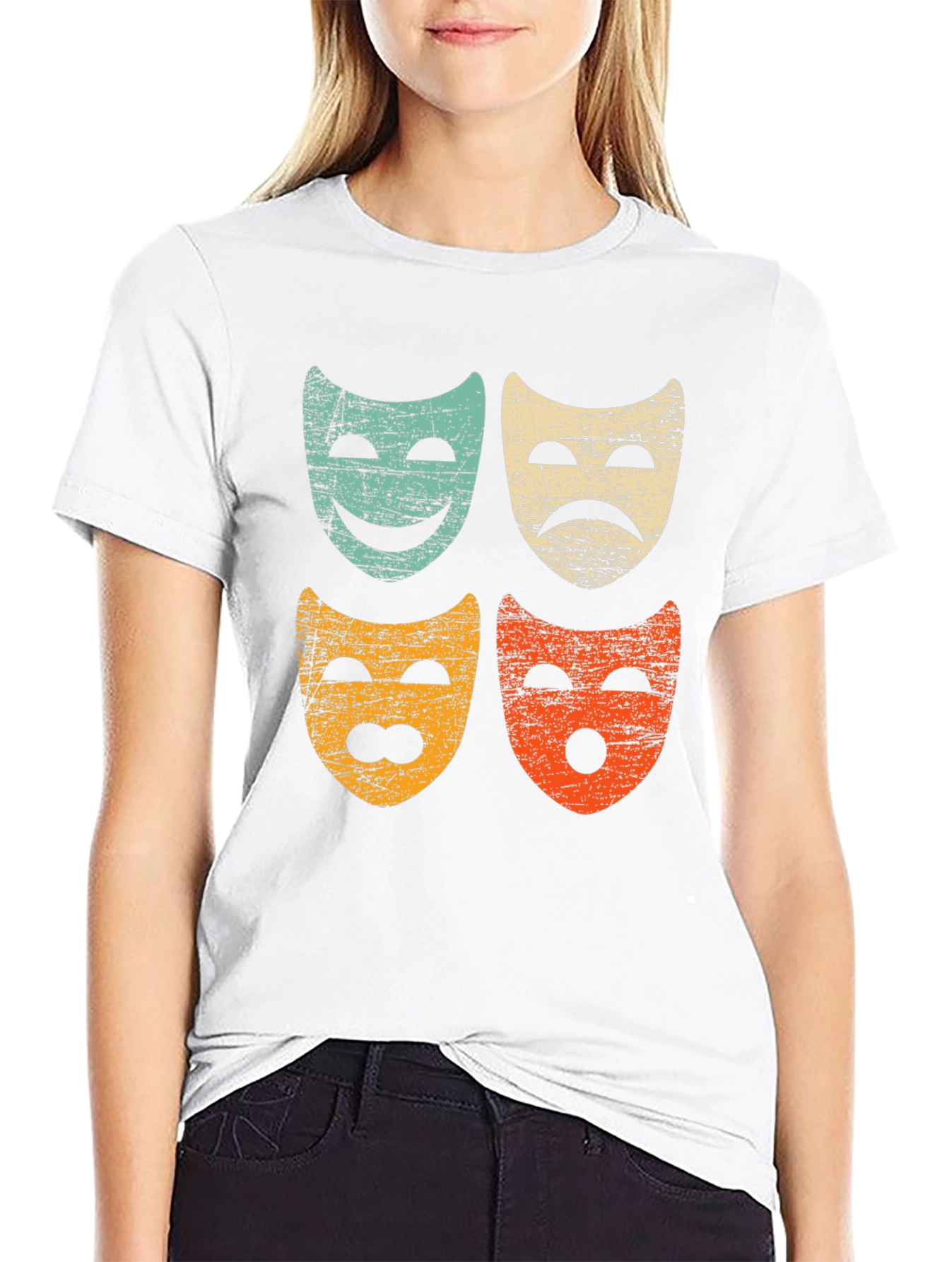 Retro Drama Masks Graphic Tee