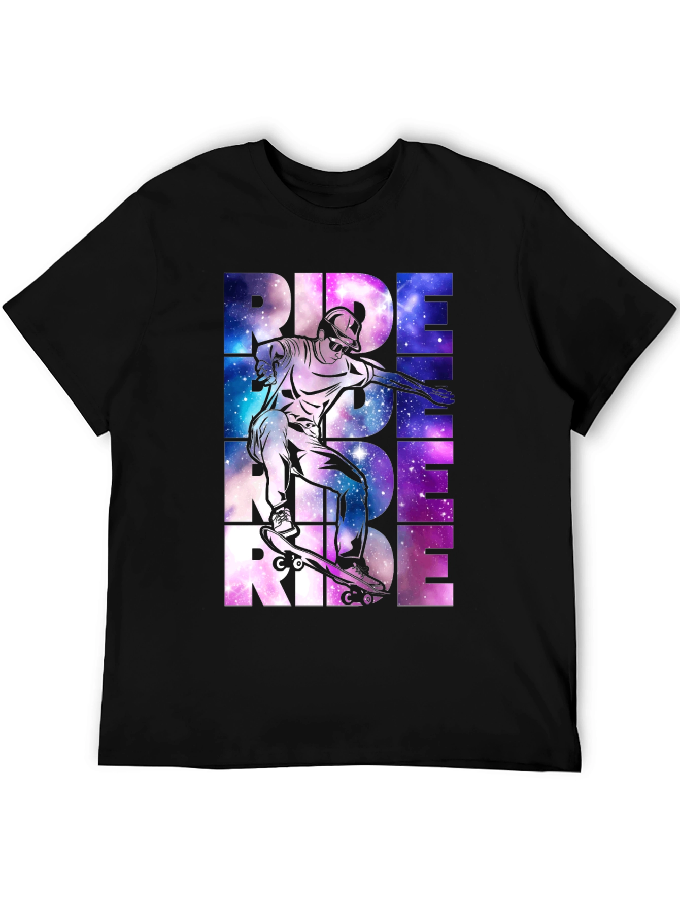 Skateboarding Ride Graphic Tee - Galaxy Design