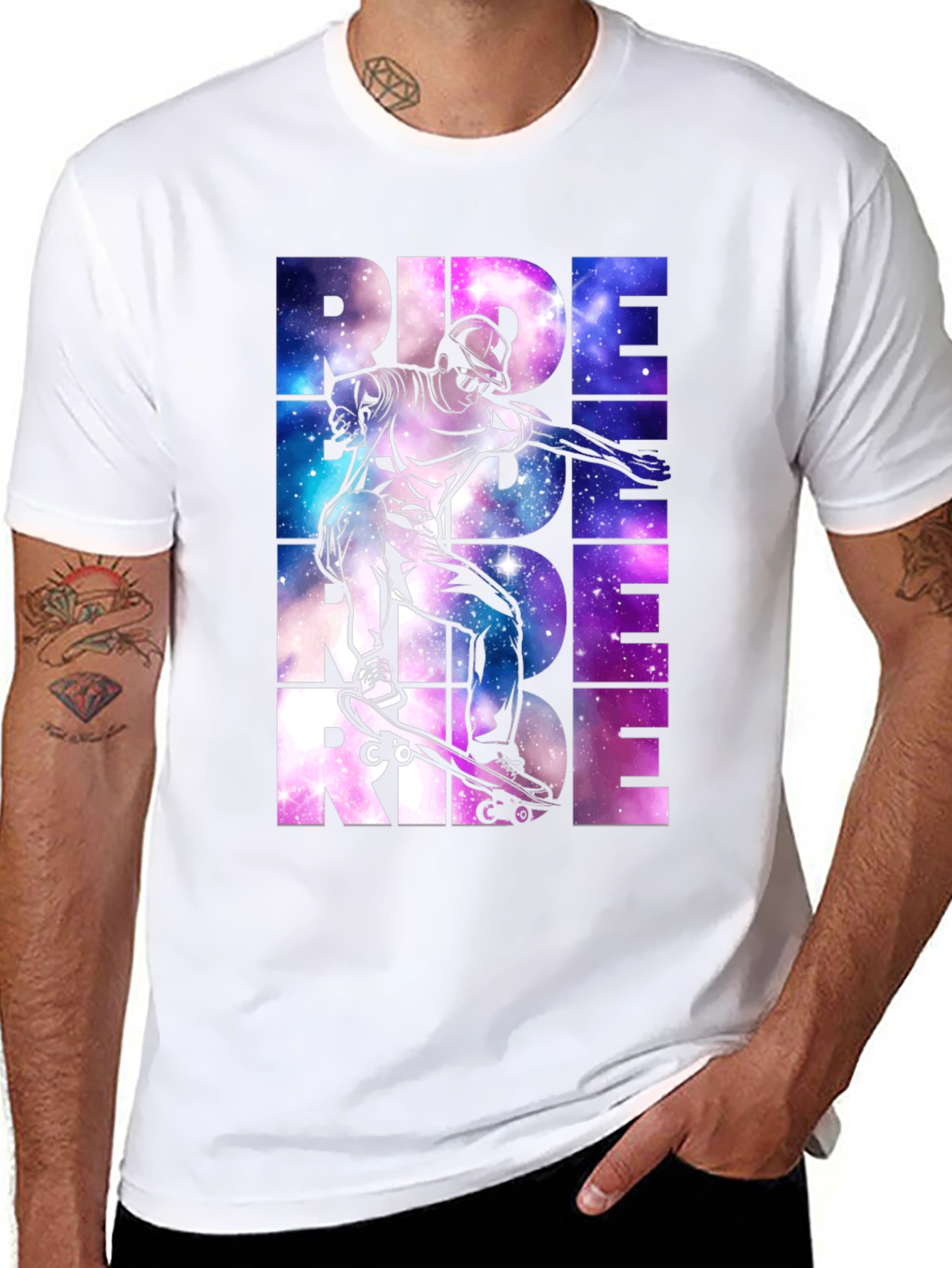 Skateboarding Ride Graphic Tee - Galaxy Design
