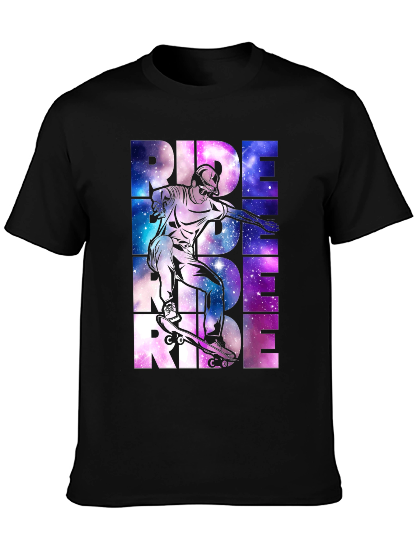 Skateboarding Ride Graphic Tee - Galaxy Design