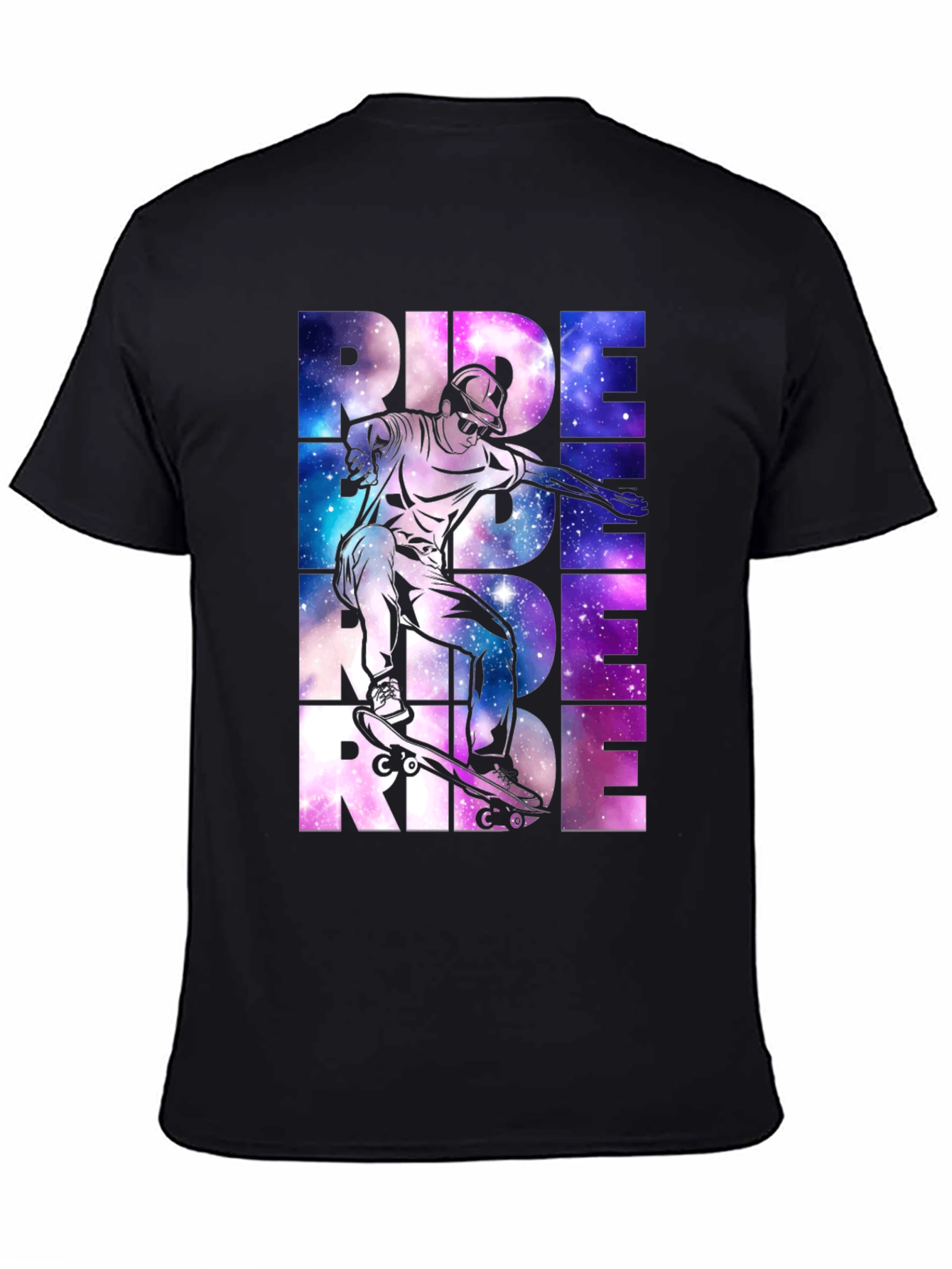 Skateboarding Ride Graphic Tee - Galaxy Design
