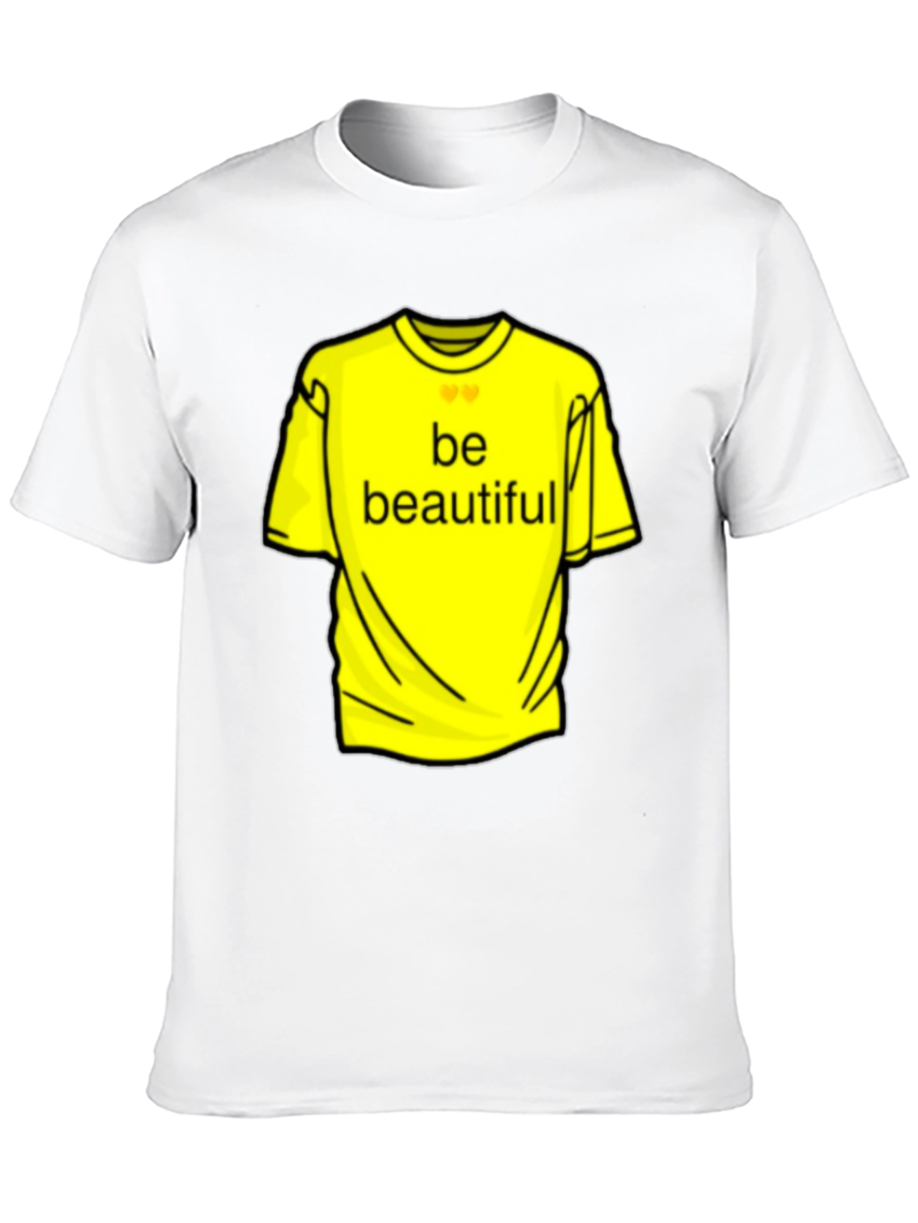 Be Beautiful Yellow Graphic Tee - Black Casual T-Shirt