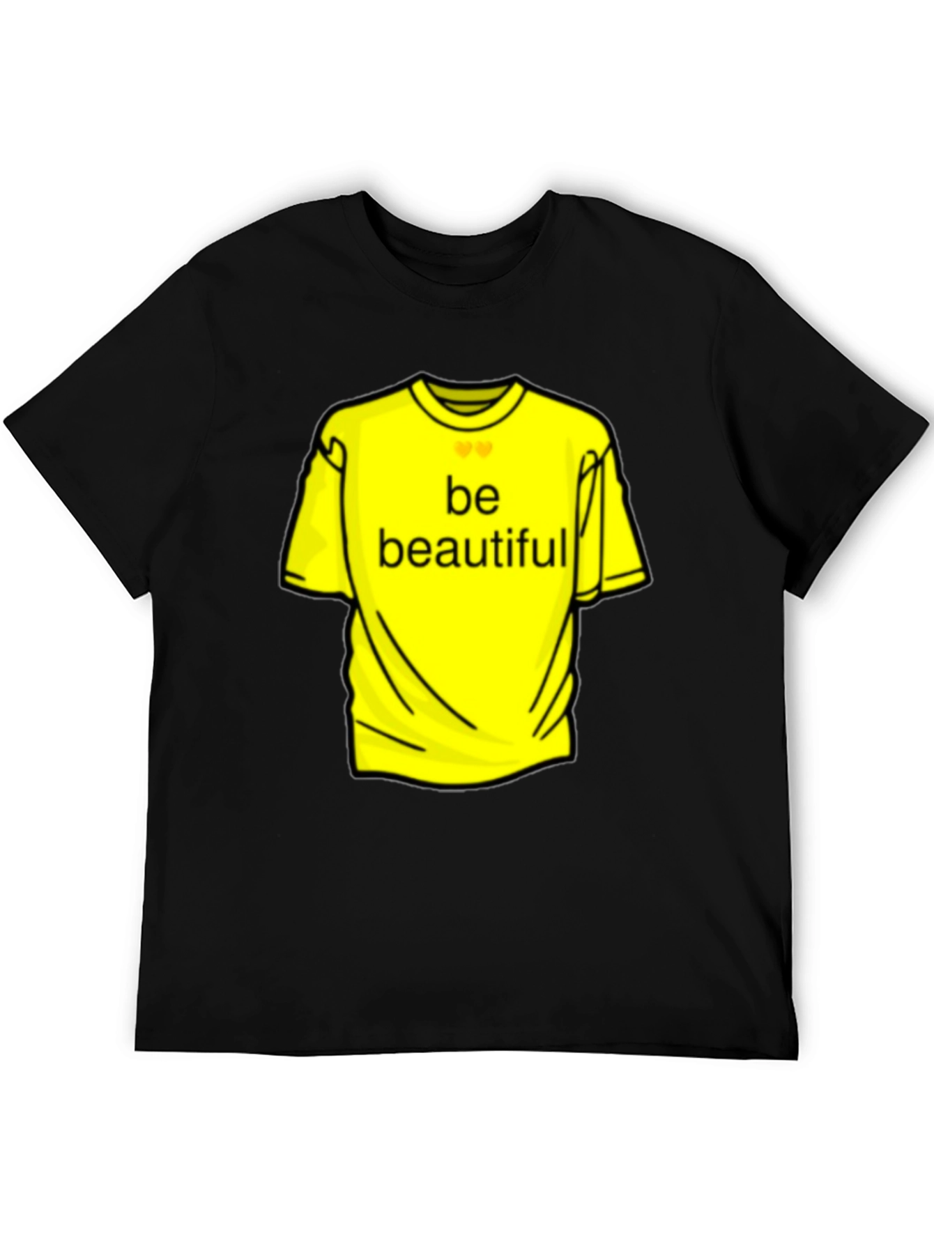 Be Beautiful Yellow Graphic Tee - Black Casual T-Shirt