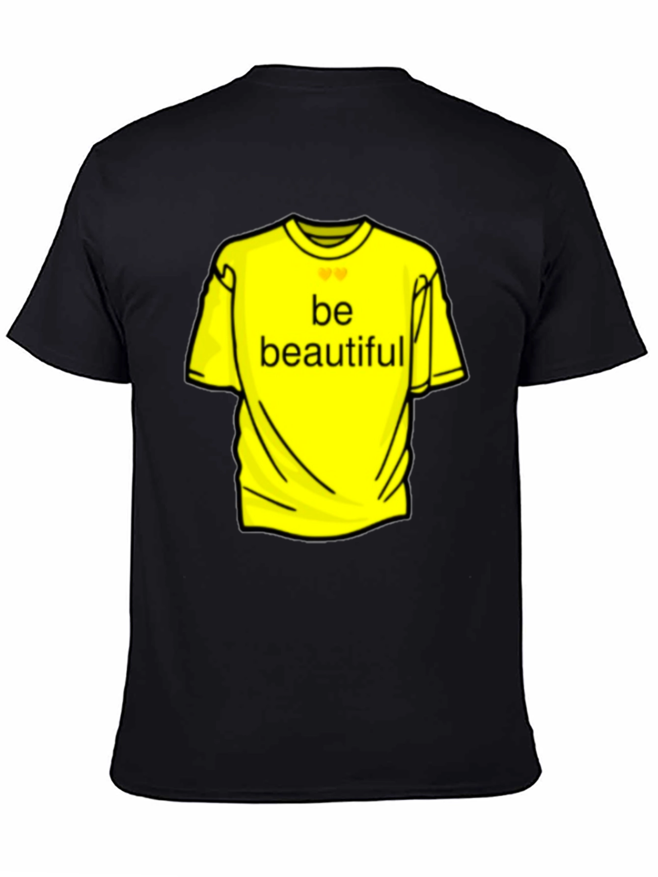 Be Beautiful Yellow Graphic Tee - Black Casual T-Shirt