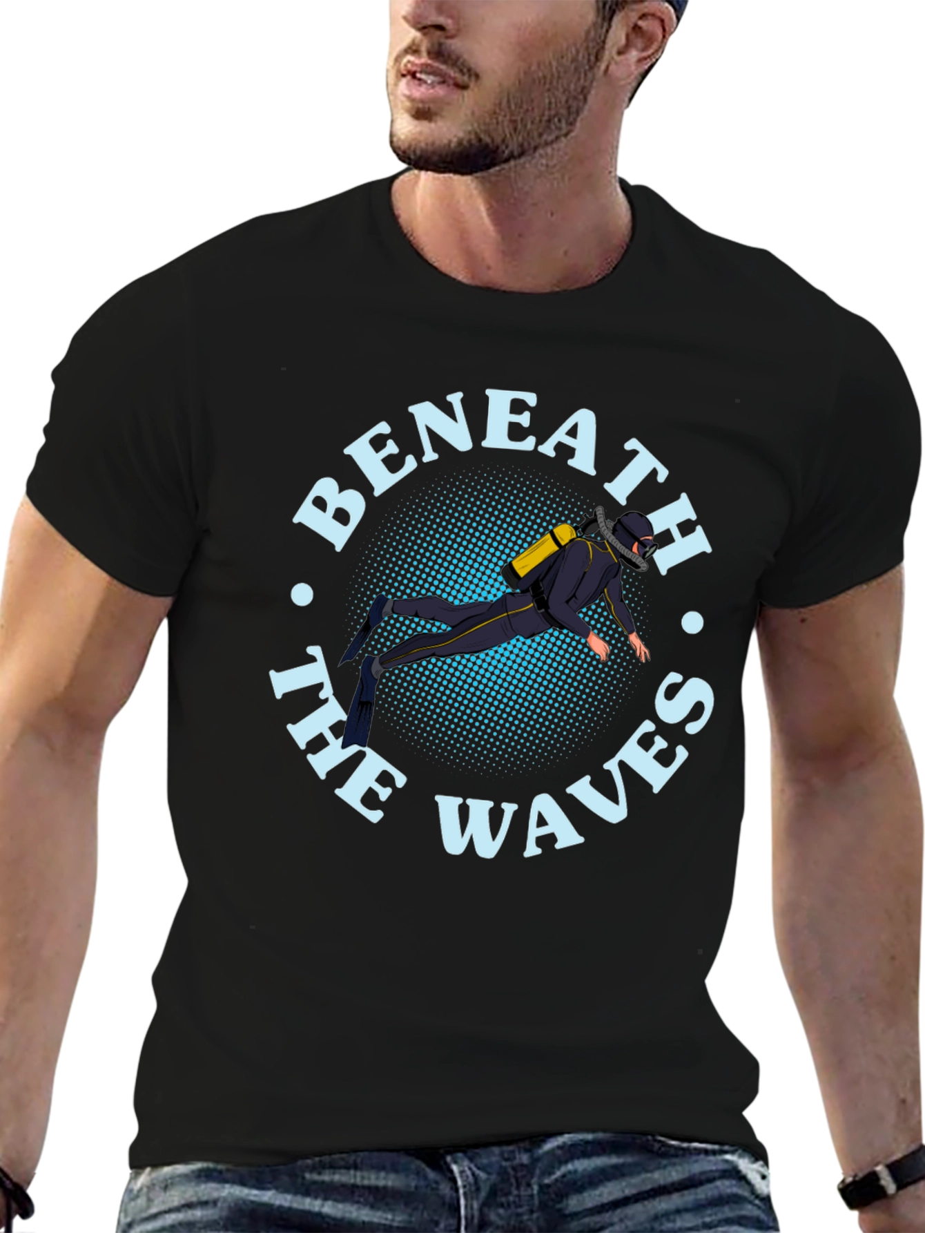 Beneath the Waves Diver Graphic T-Shirt