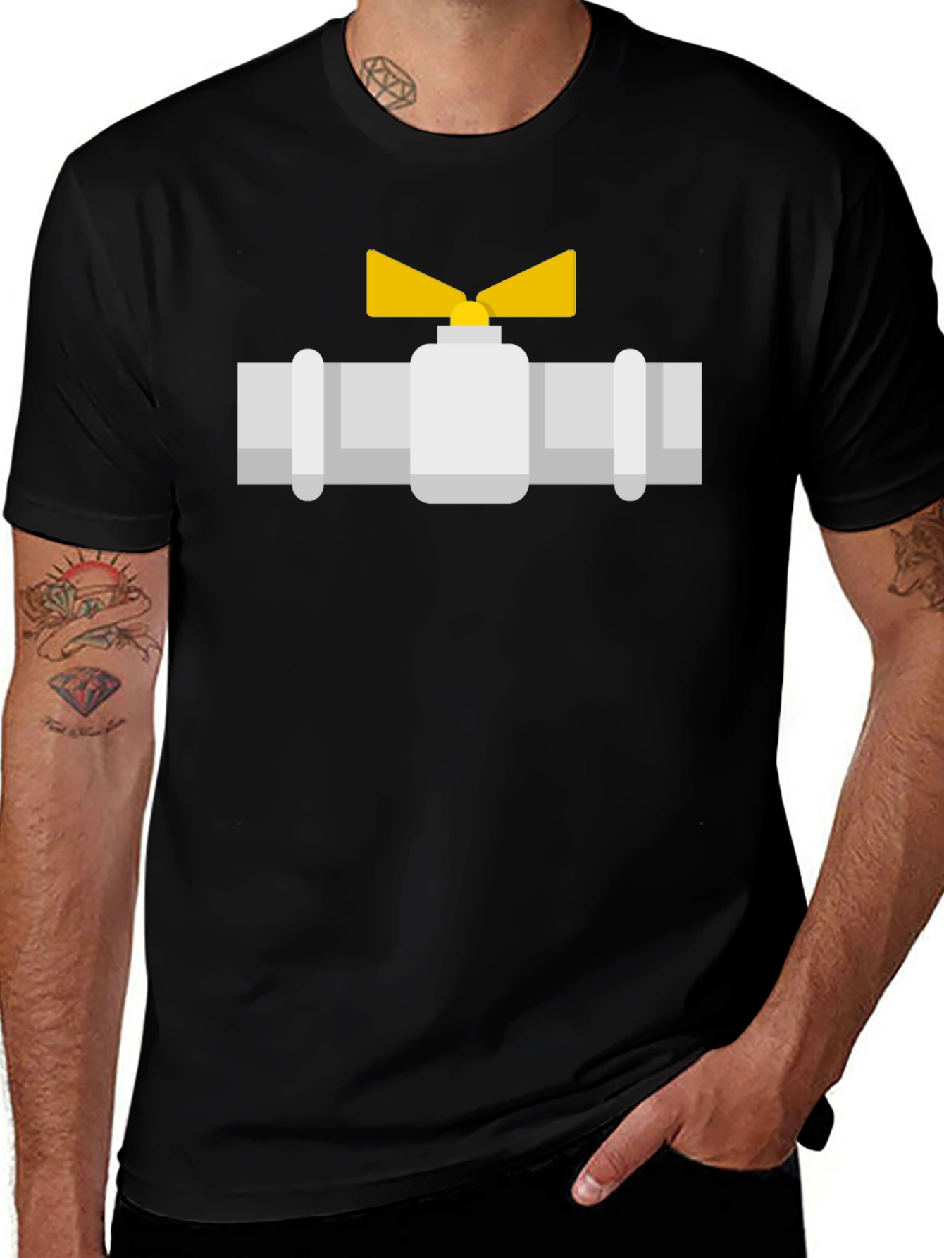 Plumbing Valve Graphic Tee - Unique Design