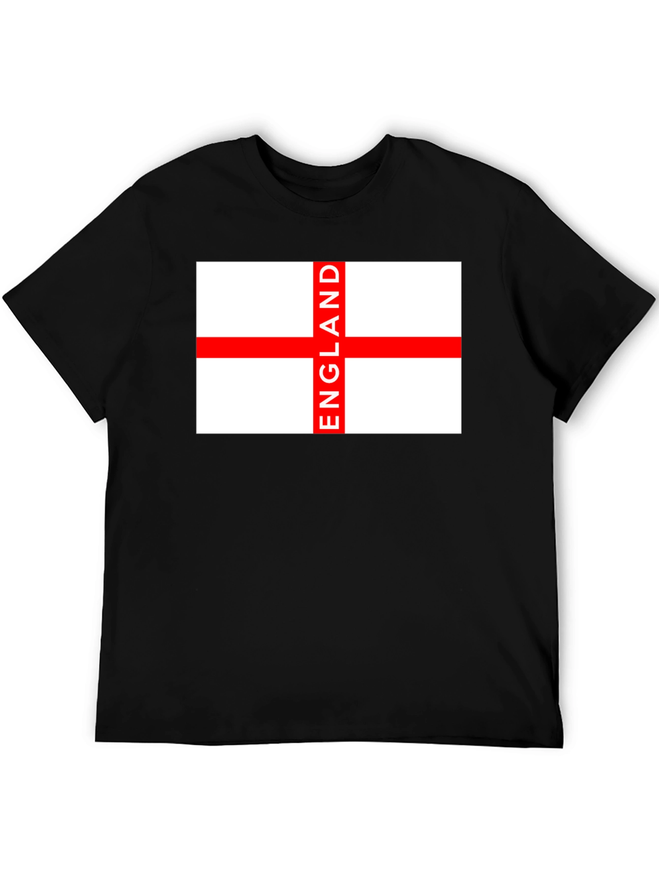 England Flag Graphic Tee - Black Cotton T-Shirt