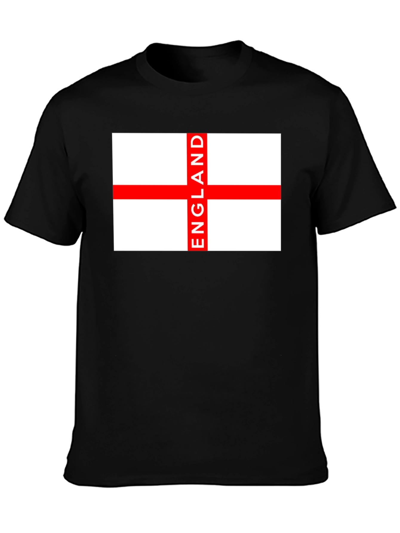 England Flag Graphic Tee - Black Cotton T-Shirt