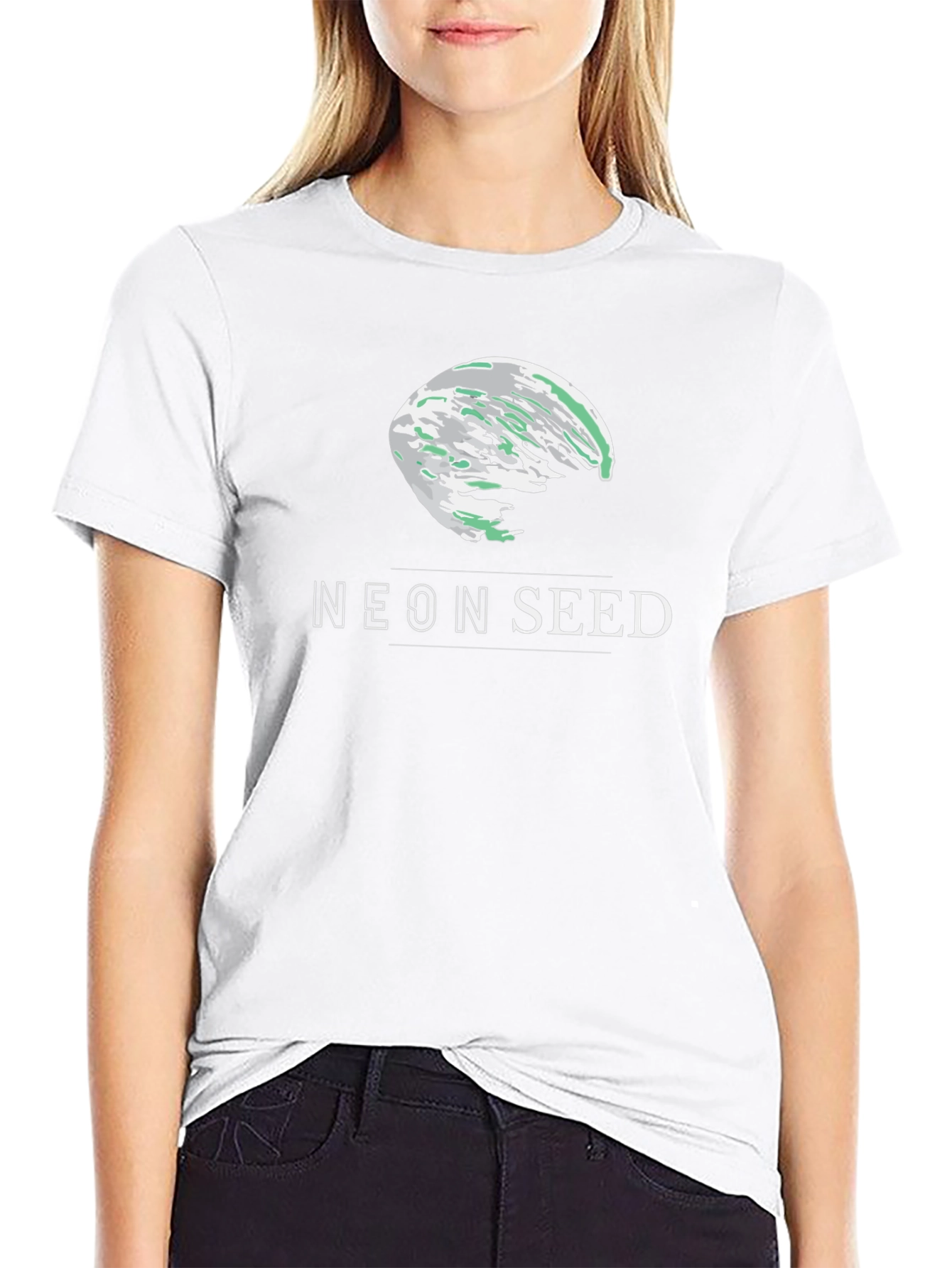 Neon Seed Graphic Tee - Stylish Black T-Shirt