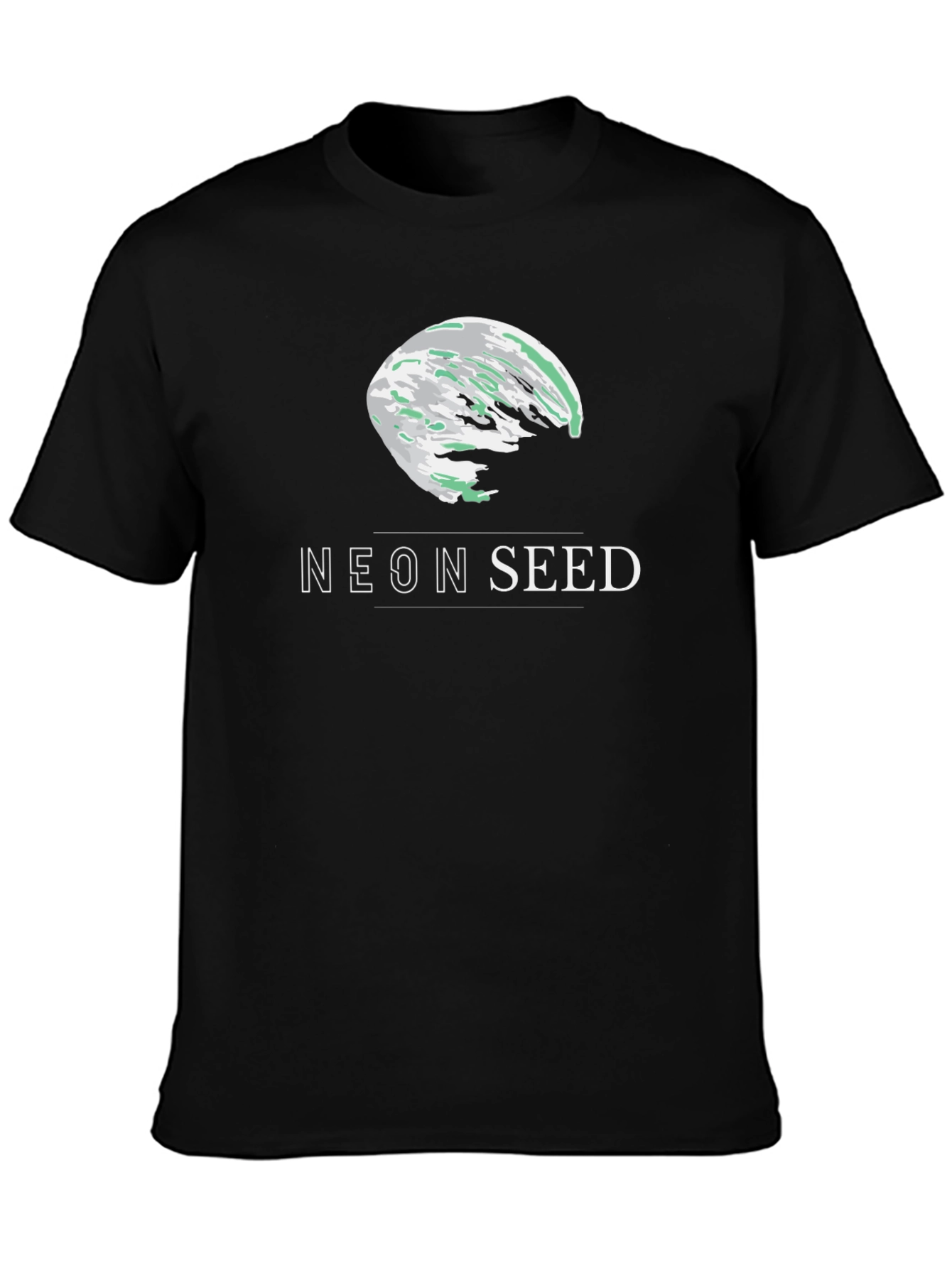 Neon Seed Graphic Tee - Stylish Black T-Shirt