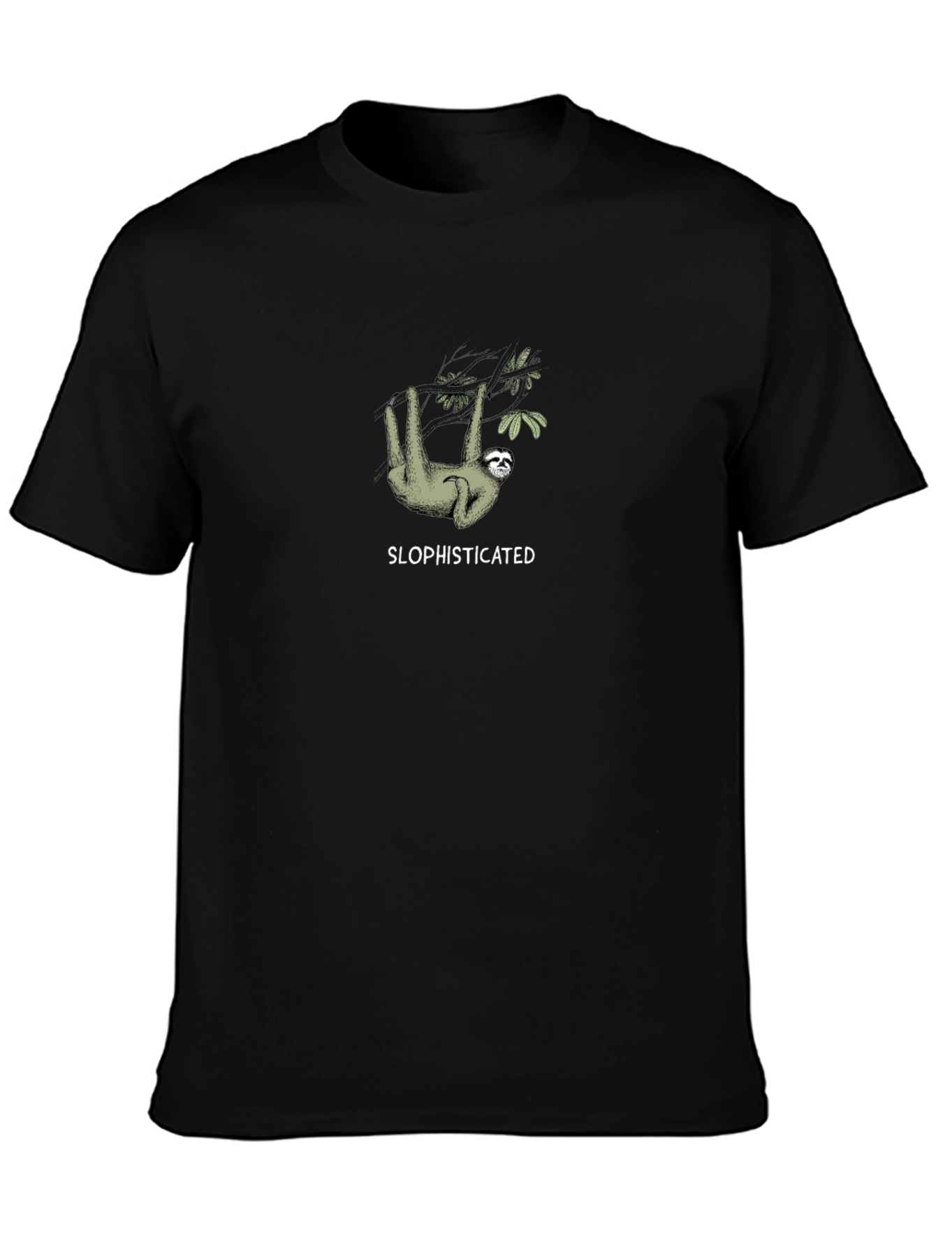 Sloth-isticated Black Cotton Tee