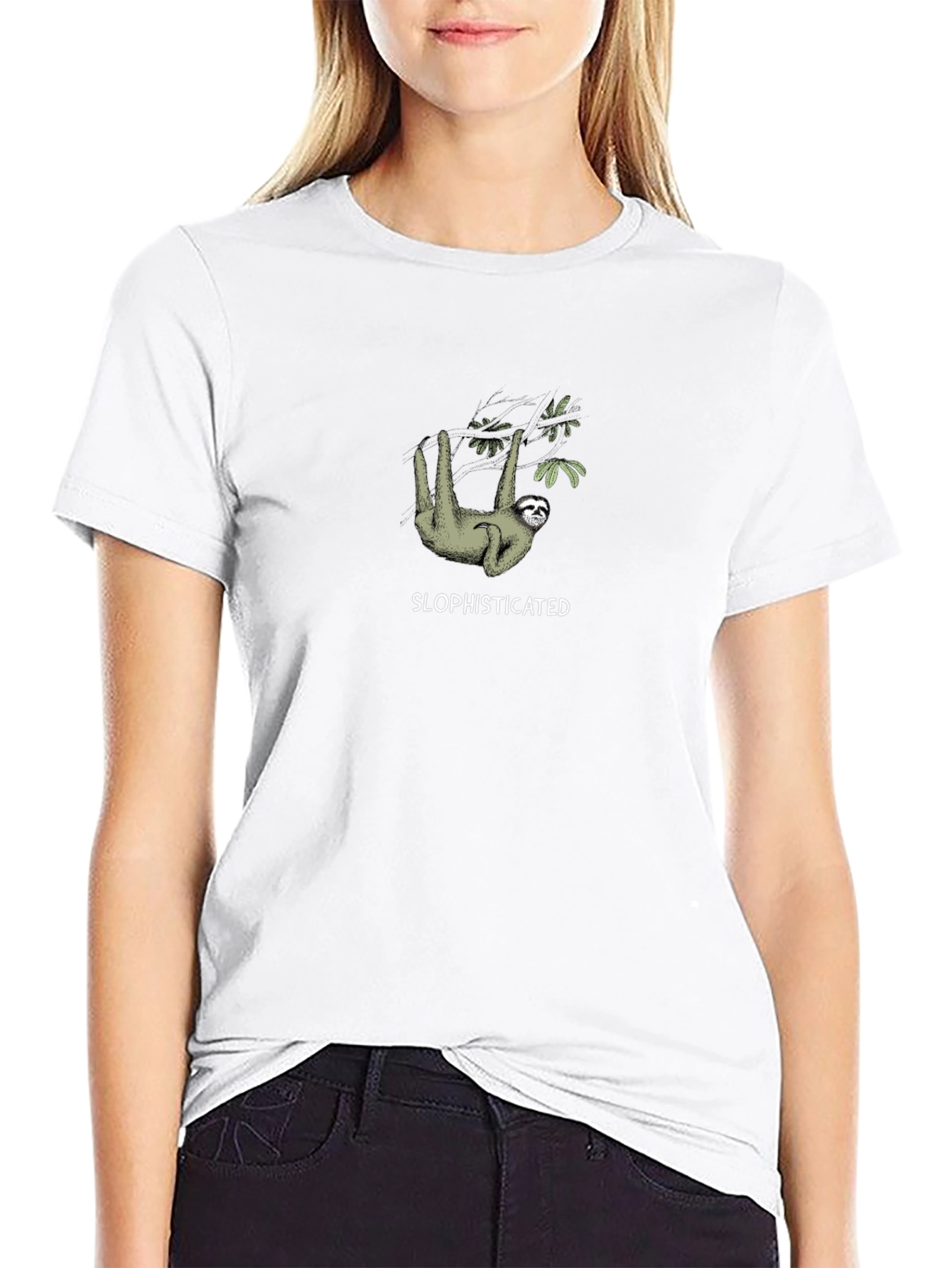 Sloth-isticated Black Cotton Tee
