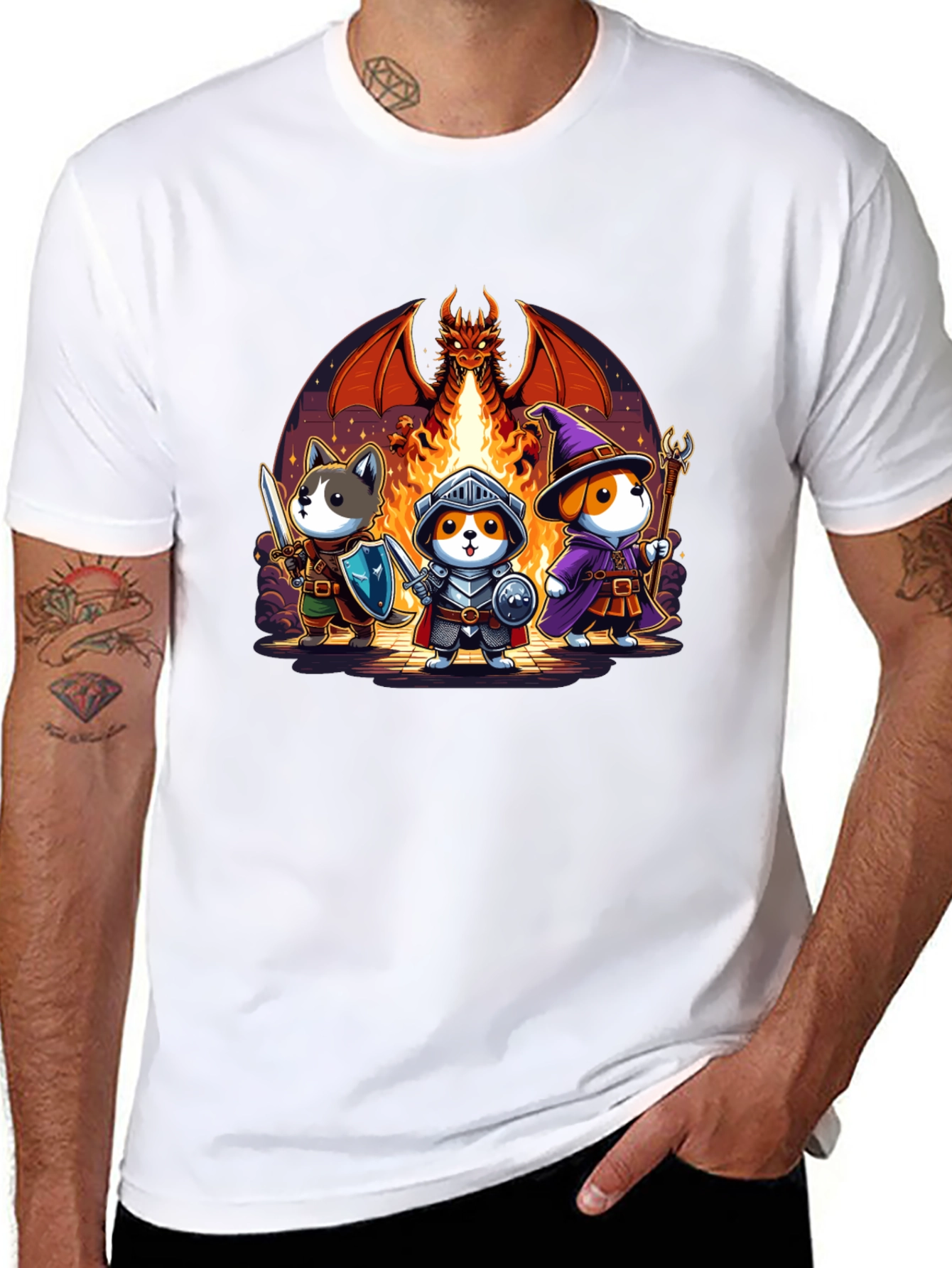 Fantasy Dogs T-Shirt Dragon Adventure Tee