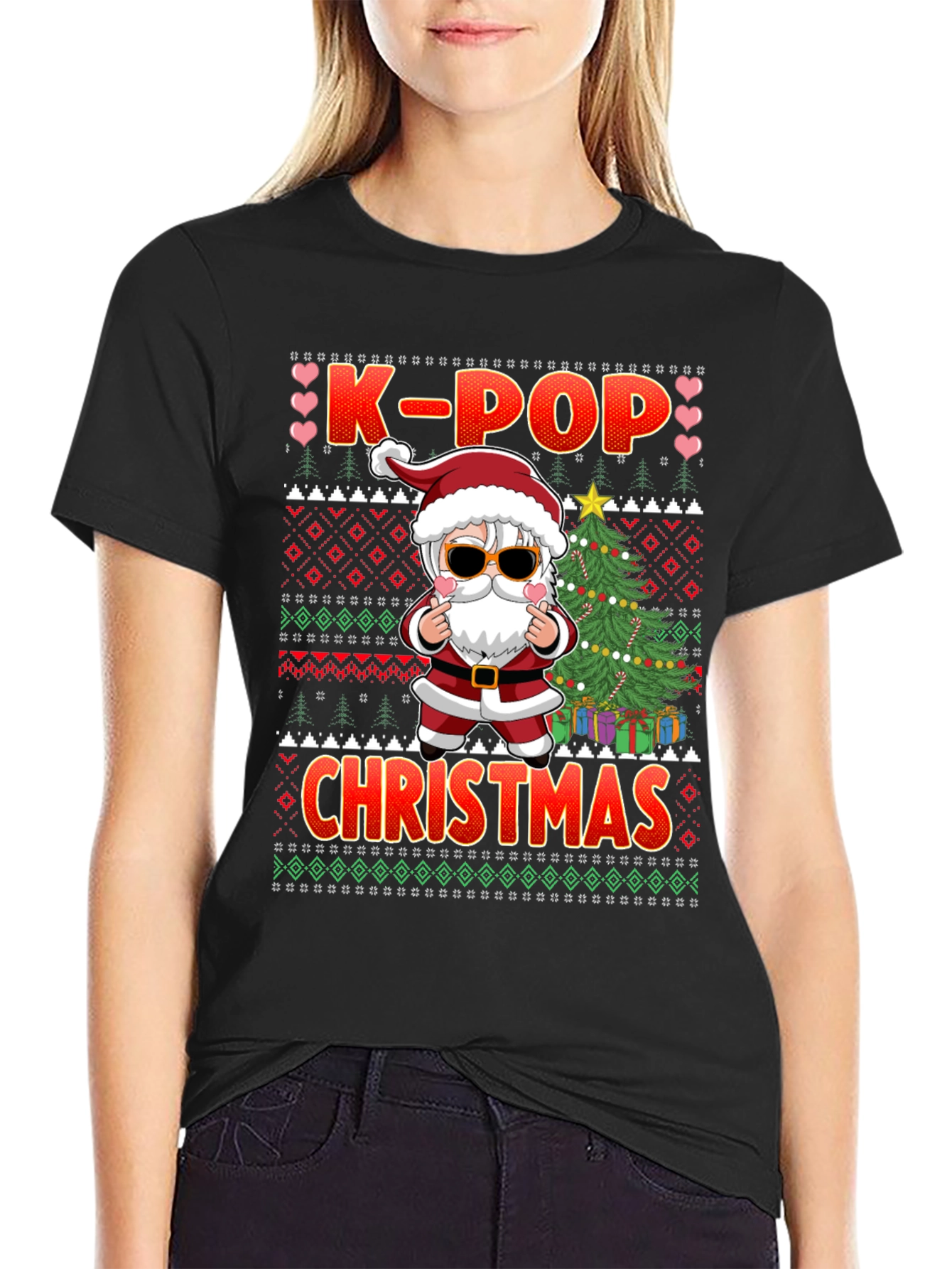K-Pop Christmas Santa Graphic Tee