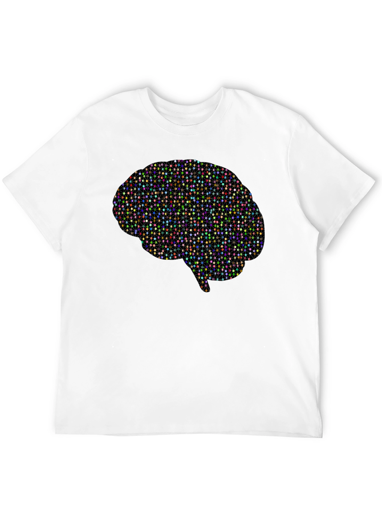 Geometric Brain Graphic Tee - Black Cotton T-Shirt