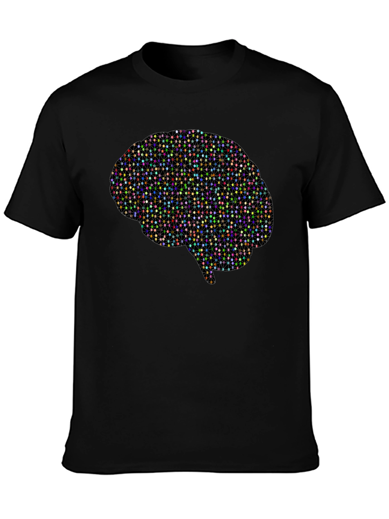 Geometric Brain Graphic Tee - Black Cotton T-Shirt
