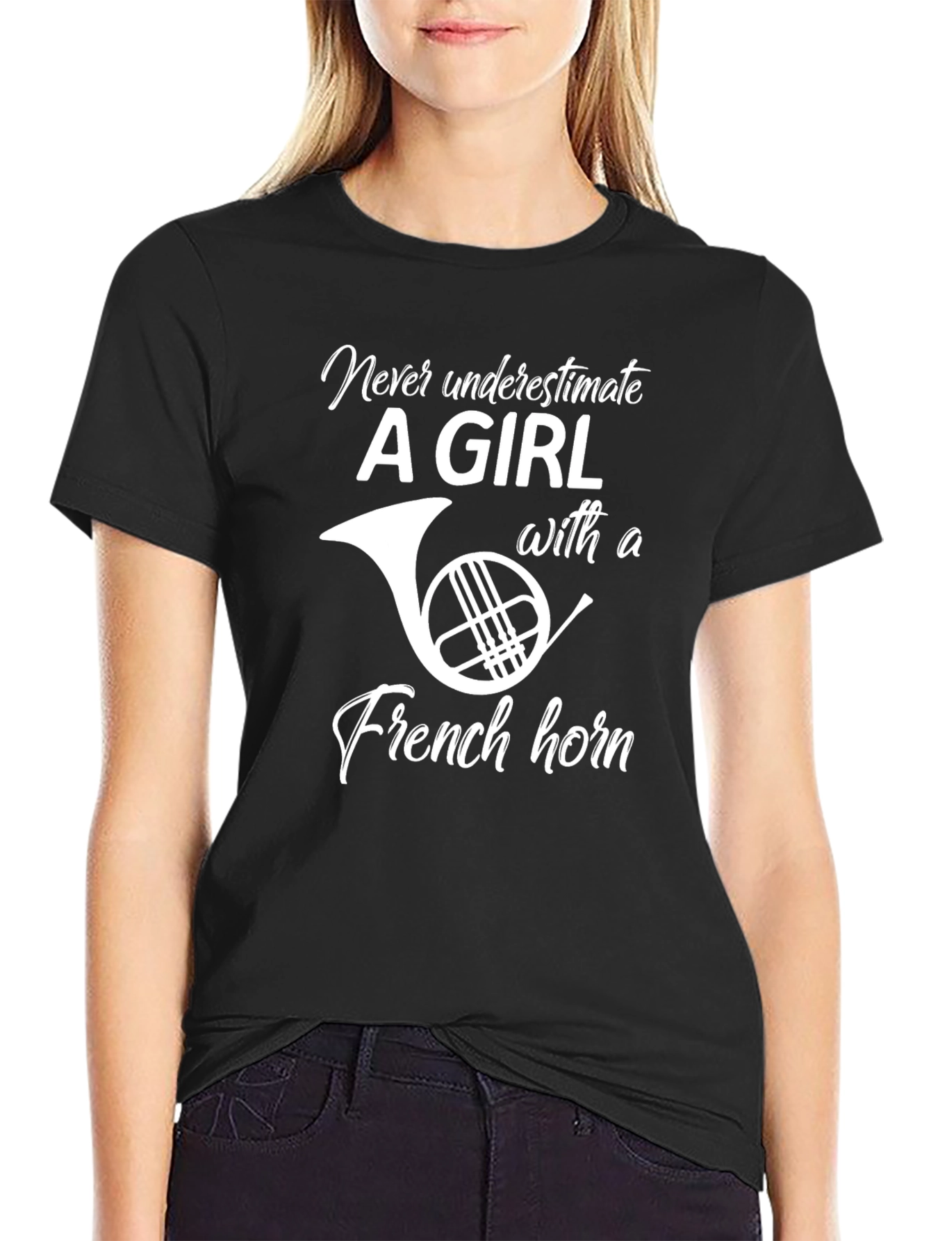 French Horn Girl T-Shirt - Musician Tee