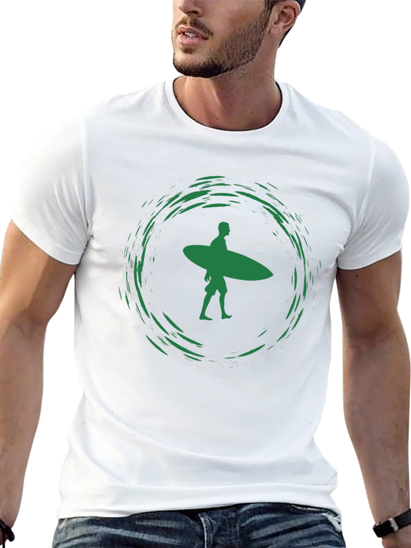 Surfer Graphic Tee - Black Cotton T-Shirt