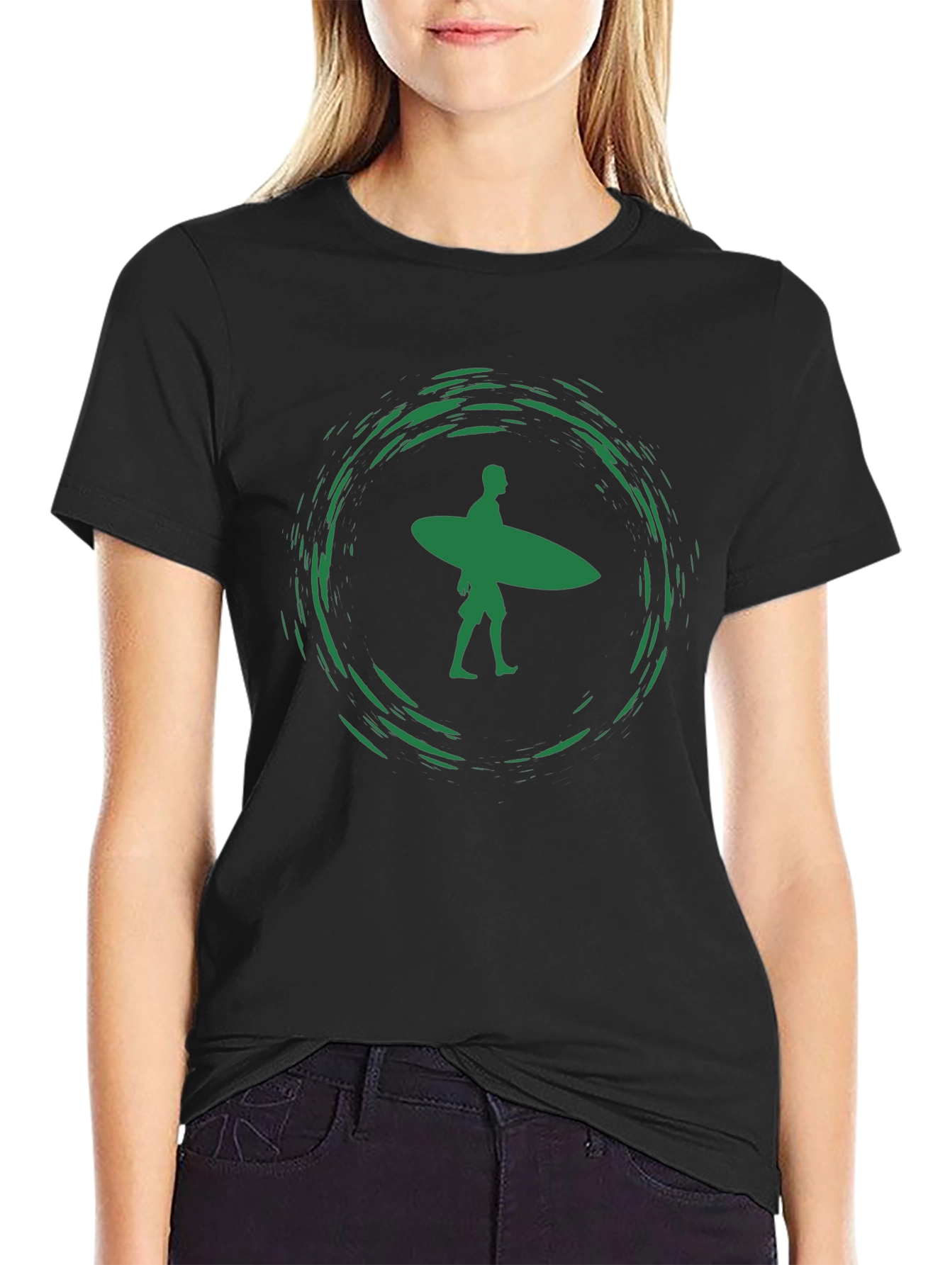 Surfer Graphic Tee - Black Cotton T-Shirt