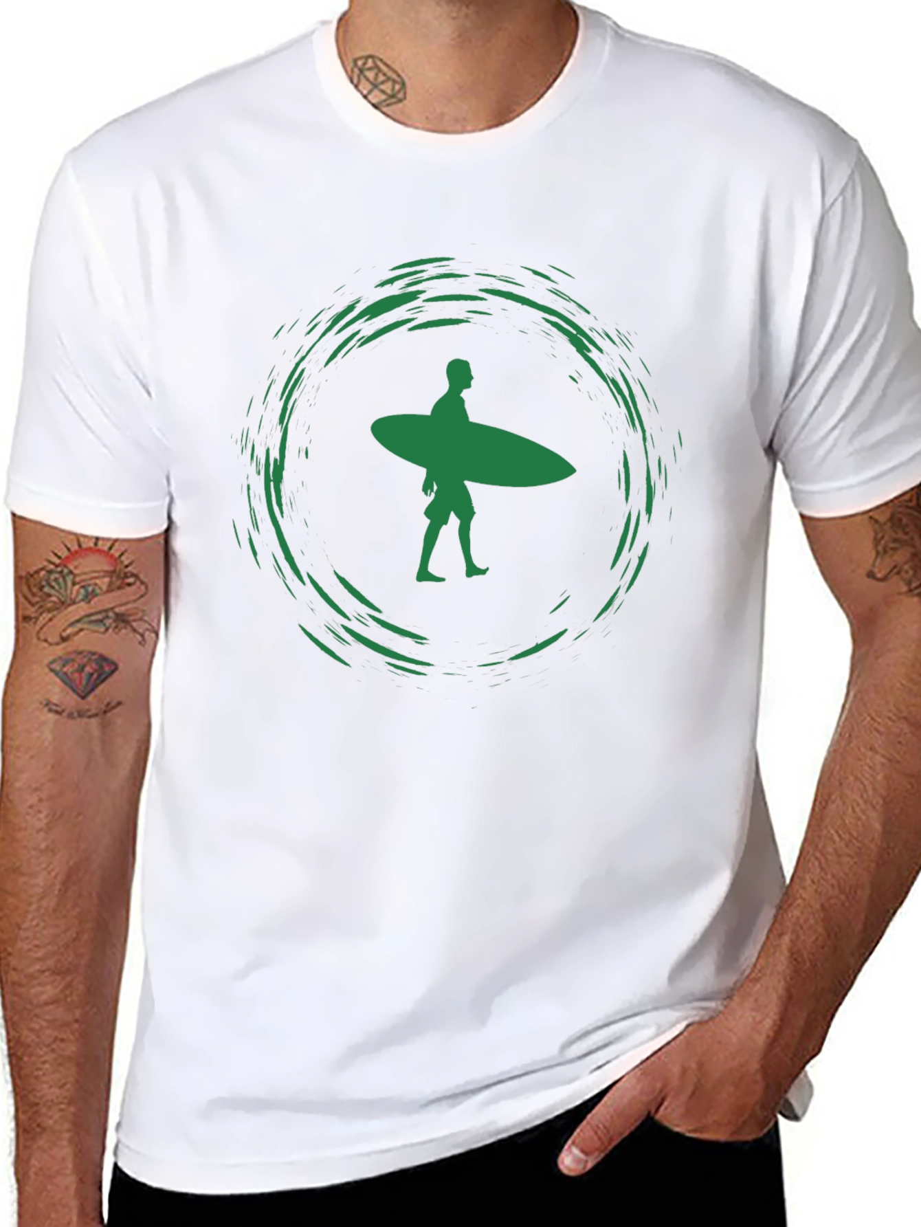 Surfer Graphic Tee - Black Cotton T-Shirt
