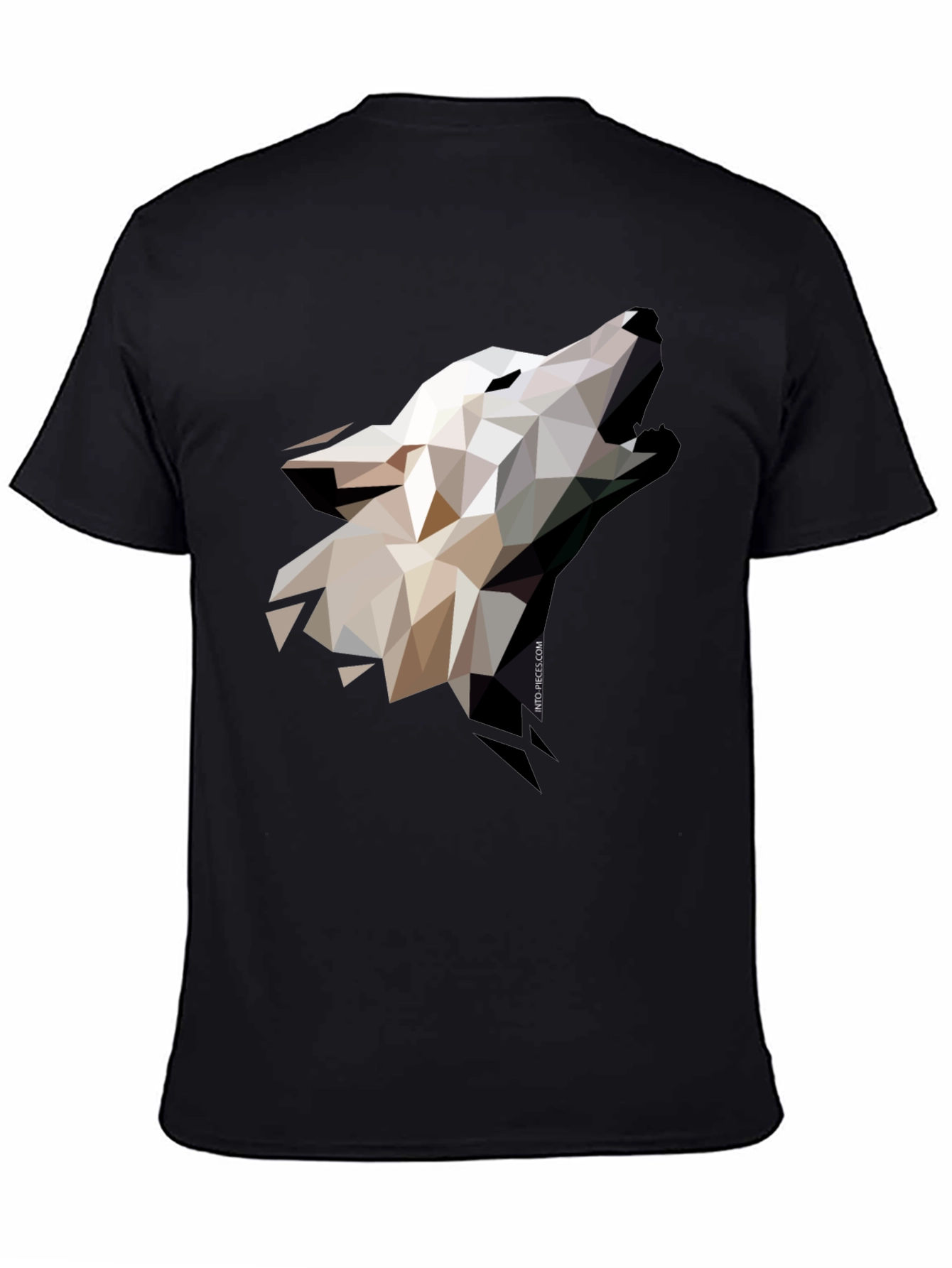 Geometric Wolf Graphic Black T-Shirt