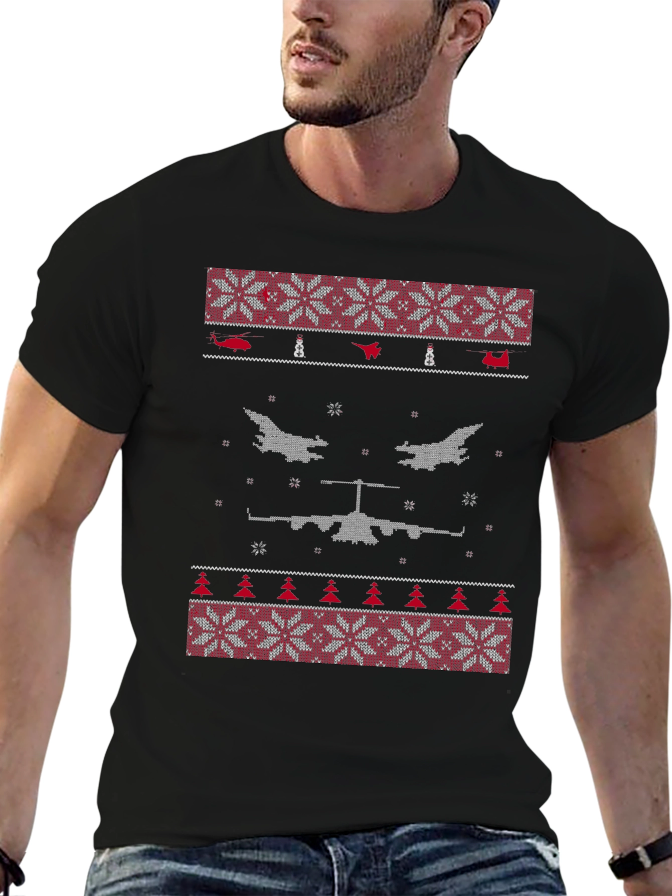 Aircraft Ugly Christmas Sweater T-Shirt