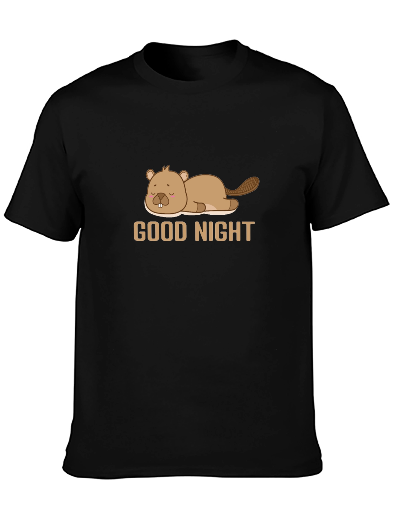 Good Night Beaver T-Shirt - Soft Black Cotton Blend