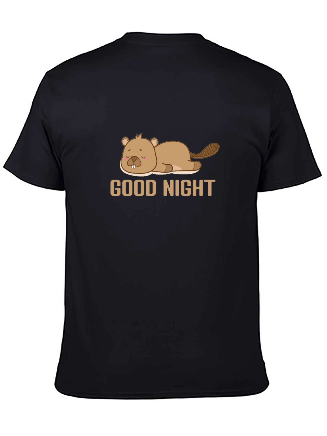 Good Night Beaver T-Shirt - Soft Black Cotton Blend