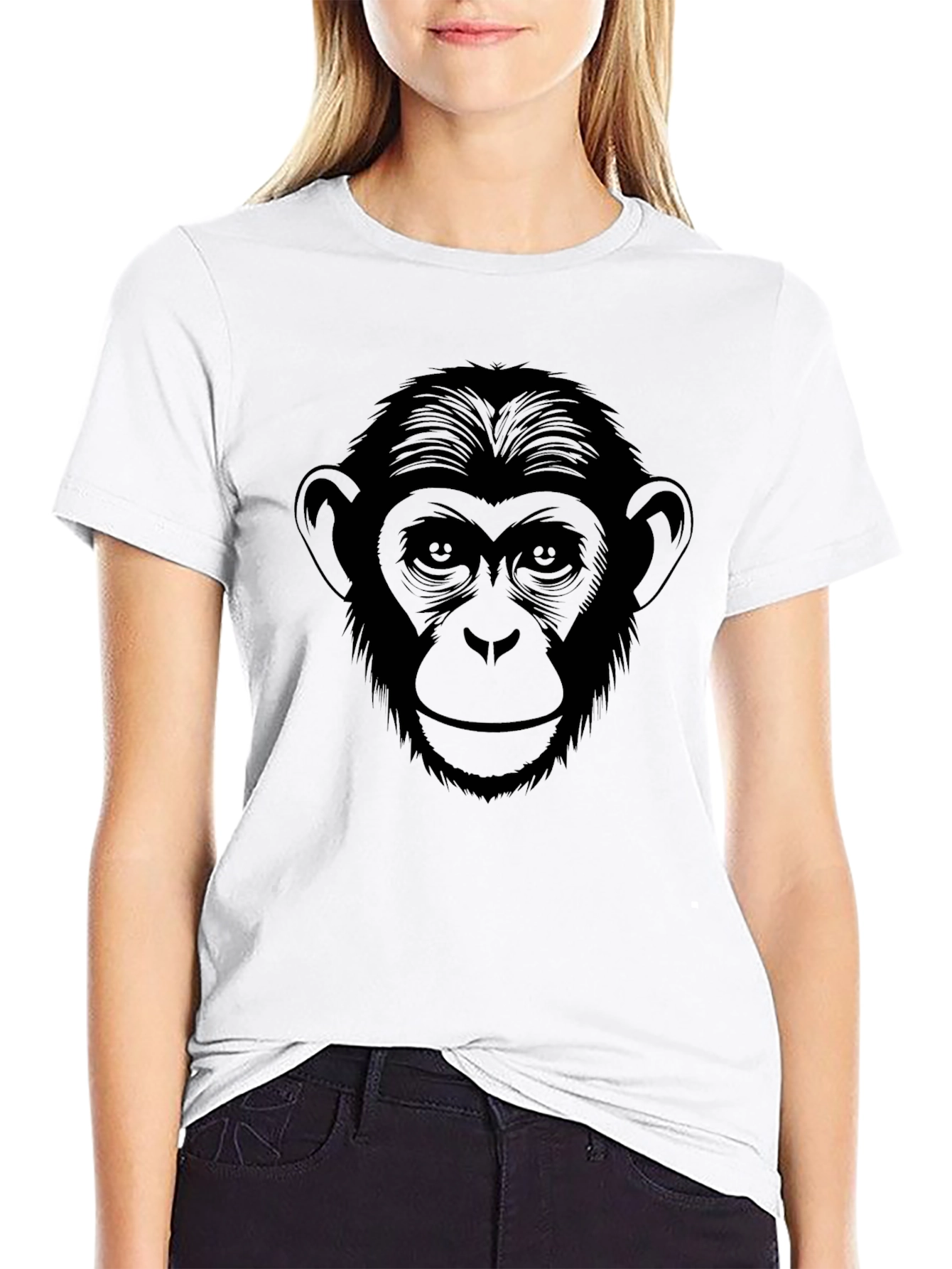 Chimpanzee Graphic Tee - Black Cotton T-Shirt