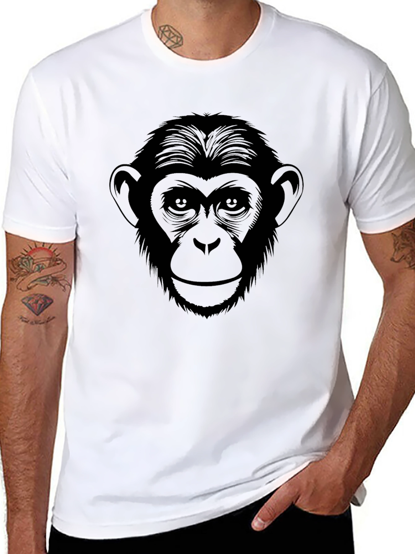 Chimpanzee Graphic Tee - Black Cotton T-Shirt