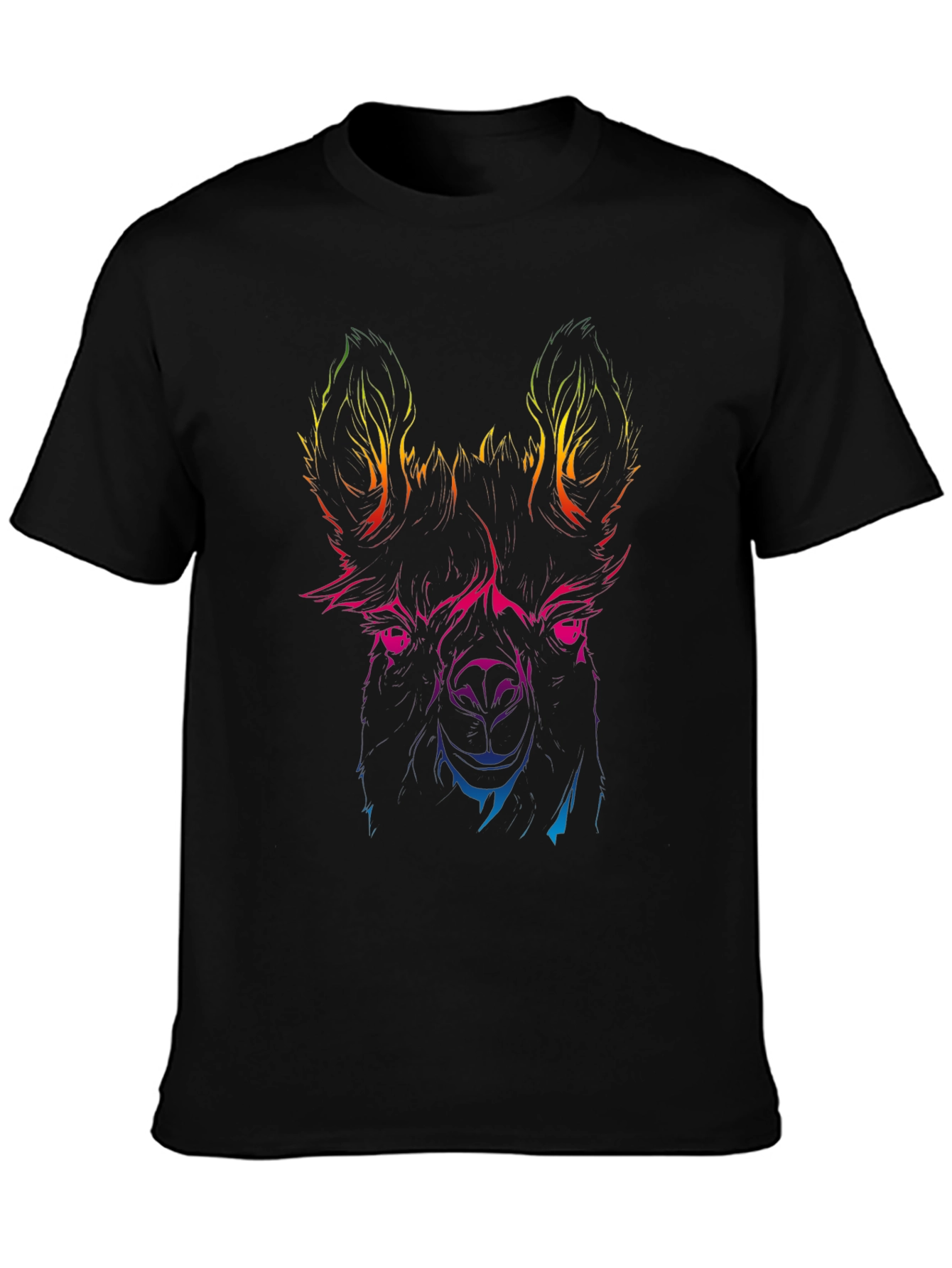 Rainbow Llama Graphic Tee - Mens Black T-Shirt