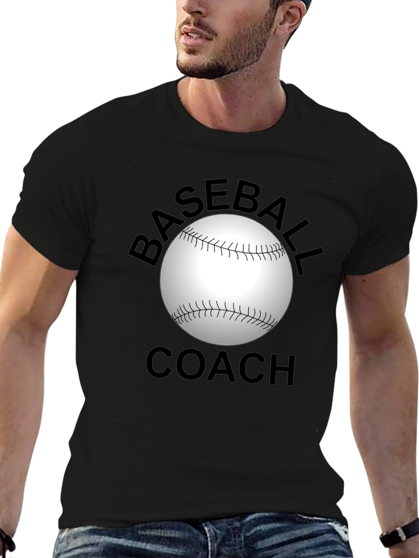 Baseball Coach Graphic T-Shirt - Black