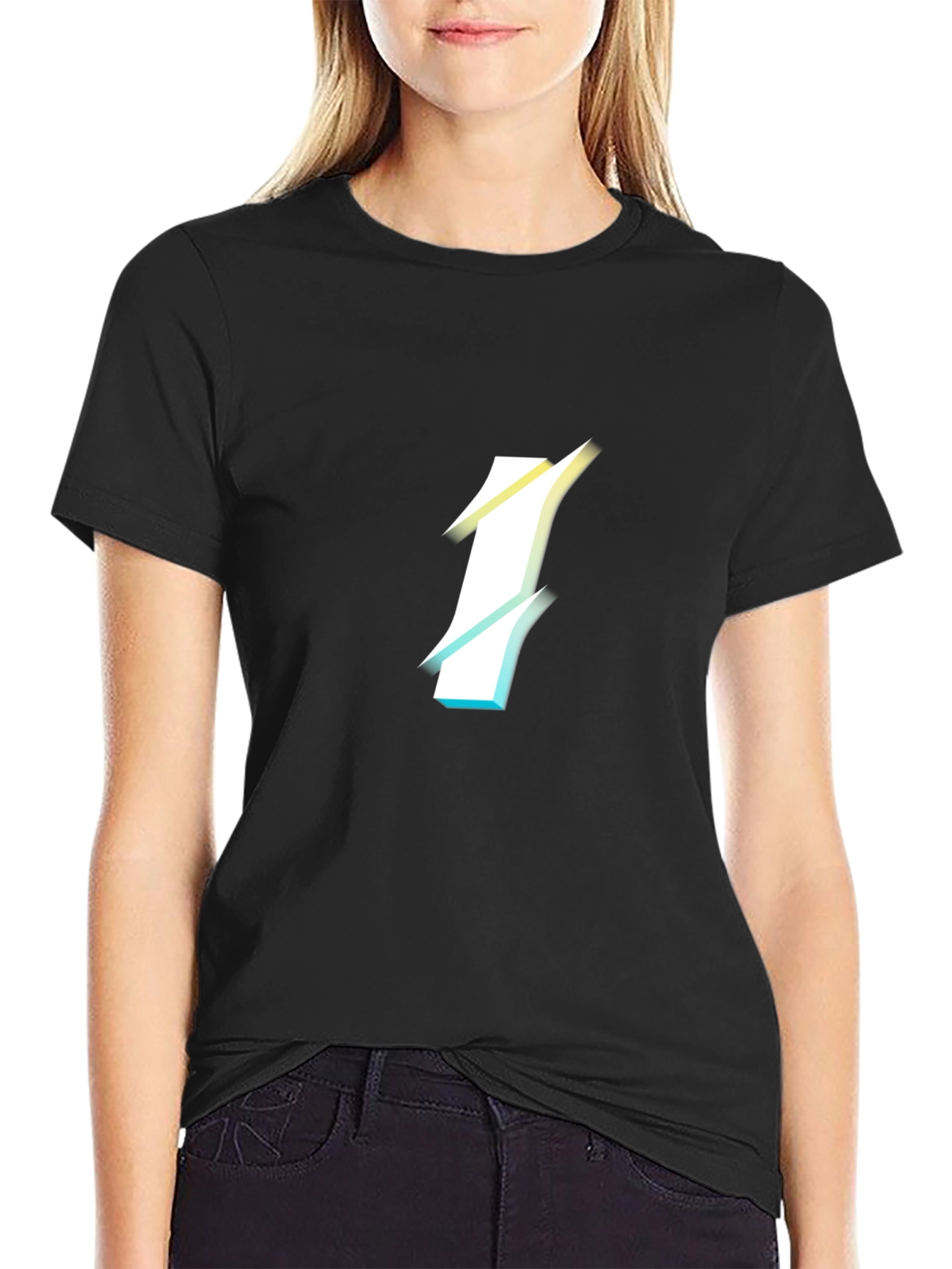 Stylish Black T-Shirt with Gradient Number One Graphic