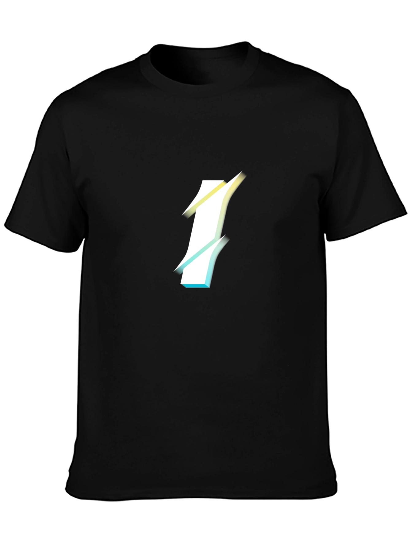 Stylish Black T-Shirt with Gradient Number One Graphic