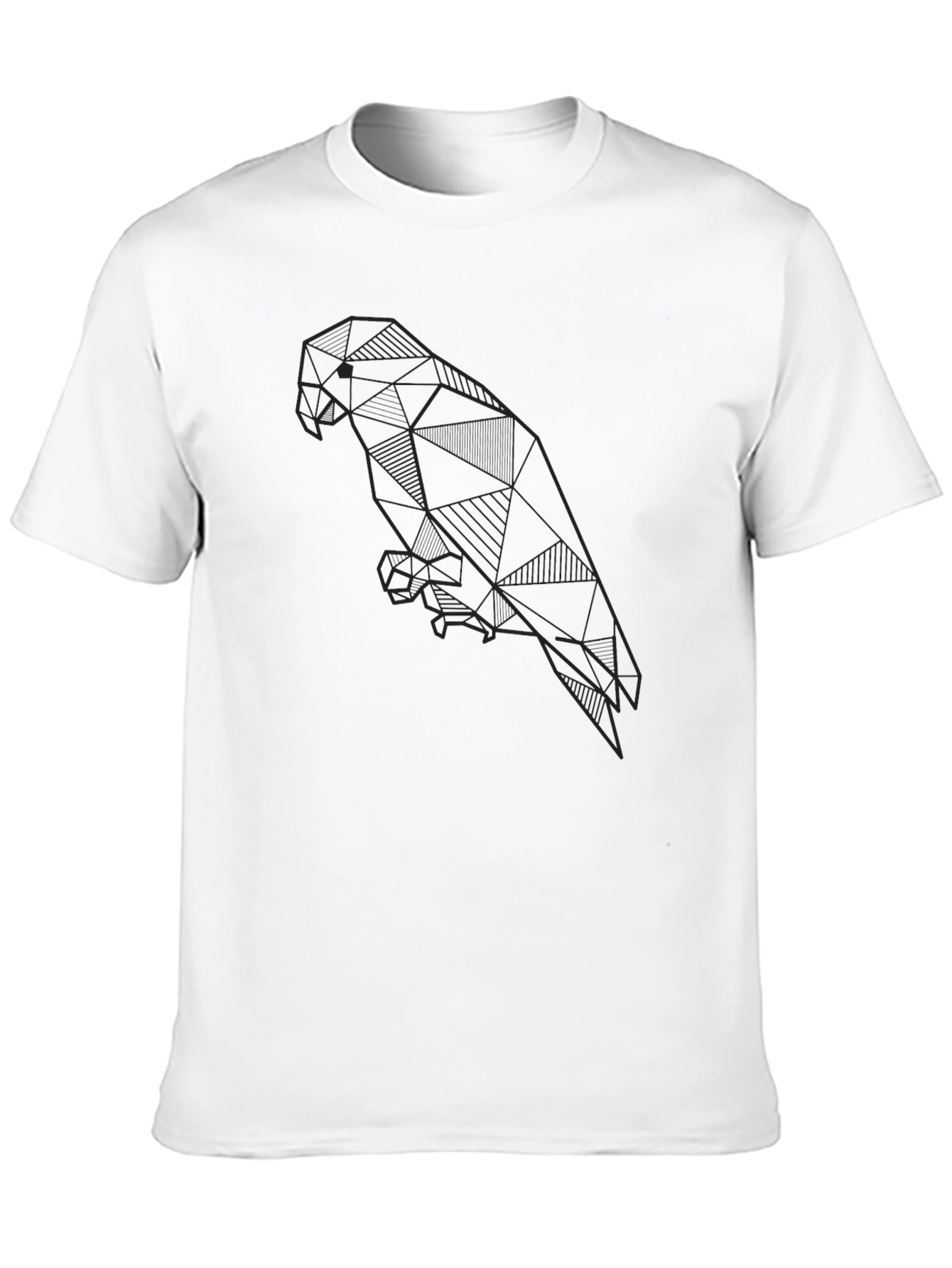 Geometric Parrot Graphic Print Black T-Shirt