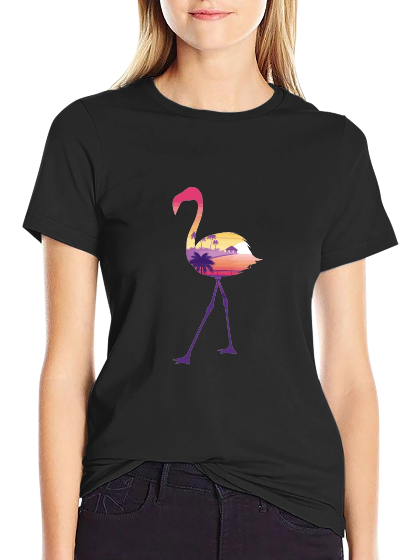 Flamingo Sunset Graphic T-Shirt