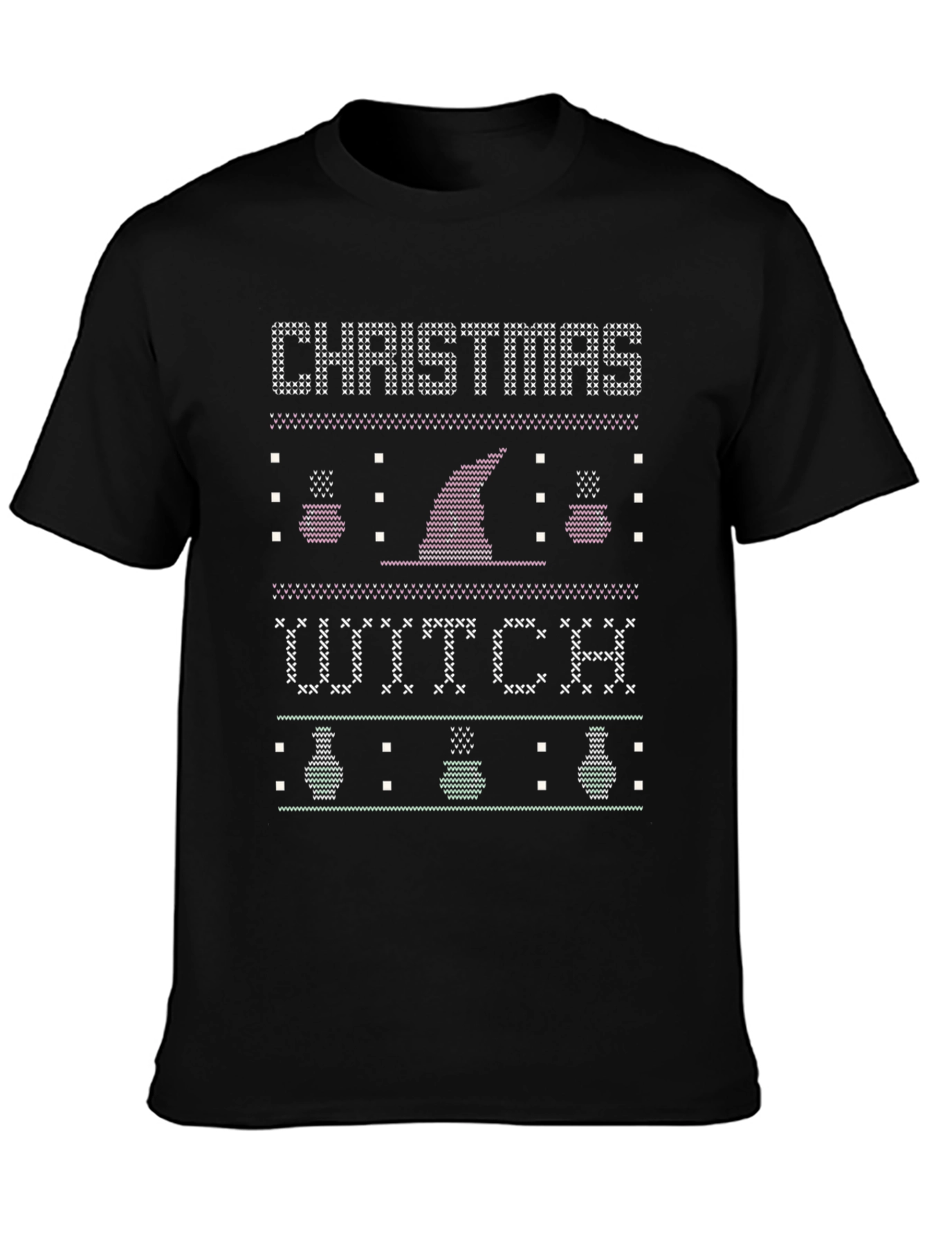 Christmas Witch Ugly Sweater Style Graphic Tee