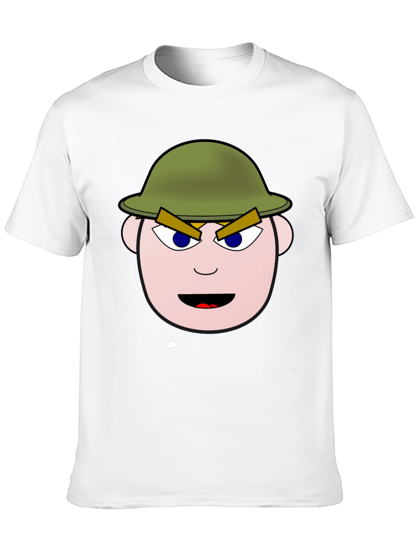 Cartoon Soldier Graphic Tee - Black Cotton Blend Shirt