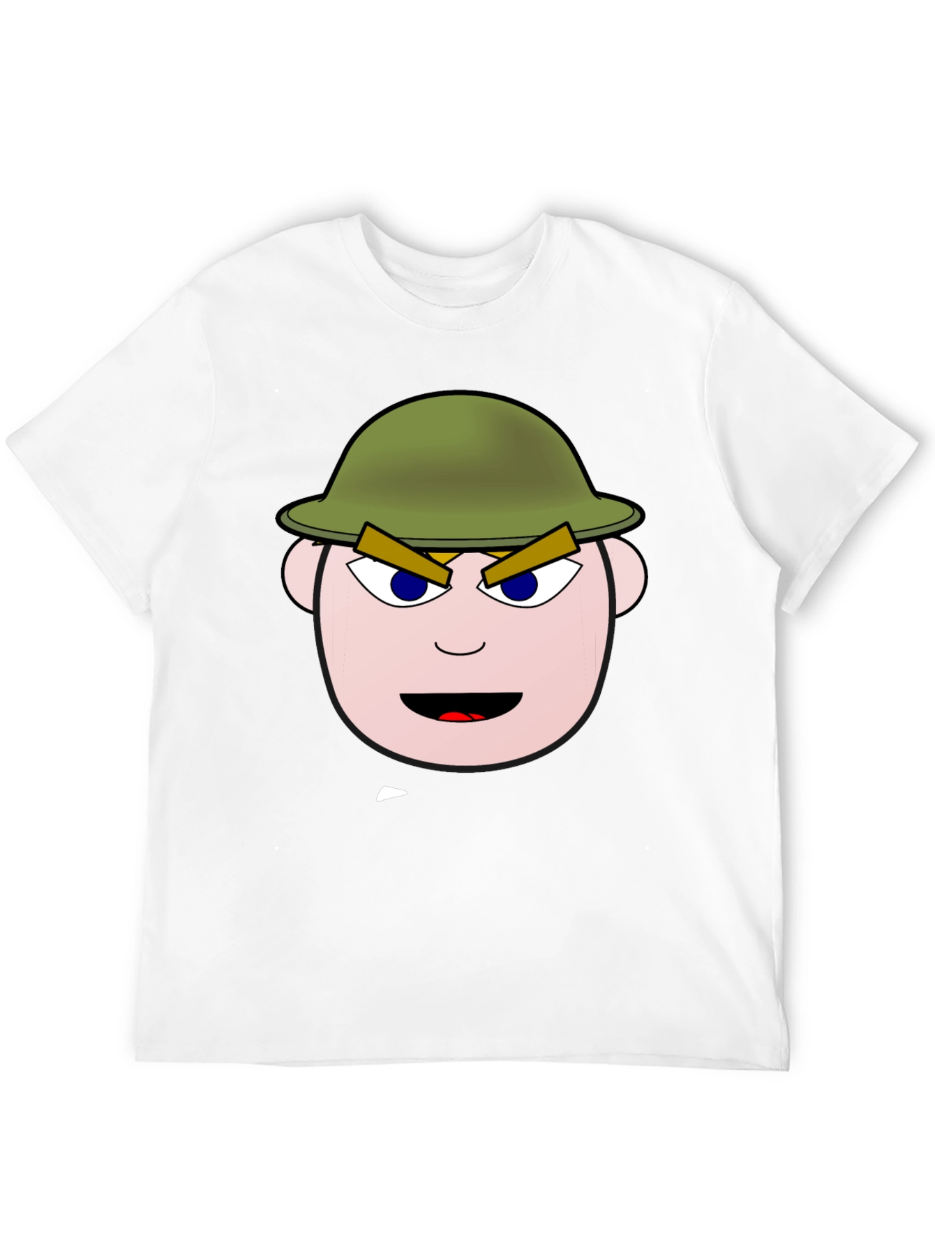 Cartoon Soldier Graphic Tee - Black Cotton Blend Shirt